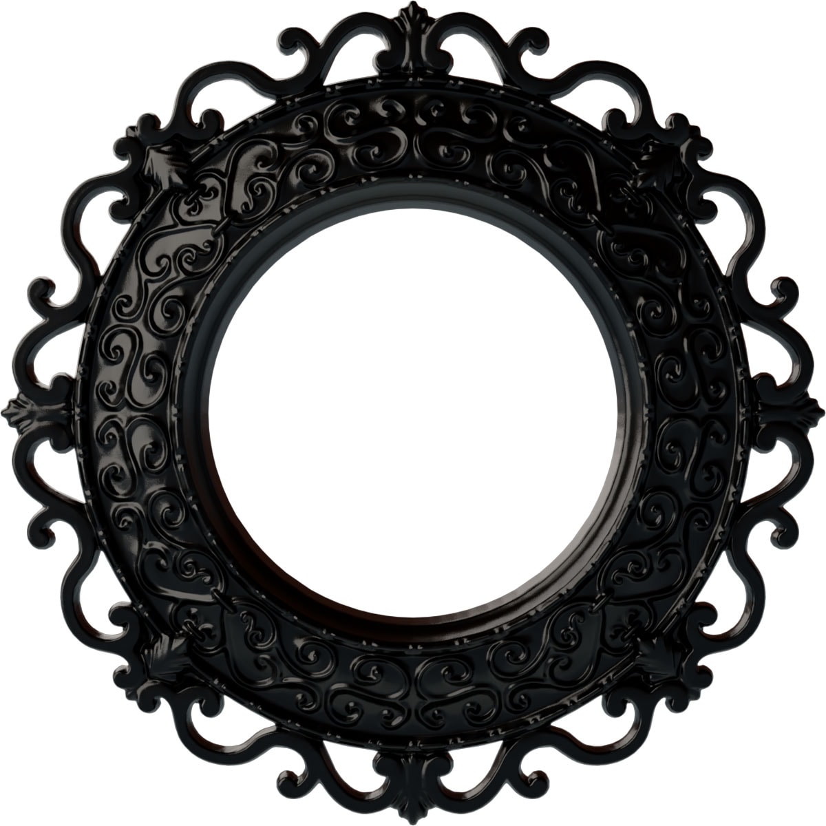 Ekena Millwork CM13ORBLF Orrington 13.25-in W x 13.25-in L Painted Jet Black Polyurethane Whole Ceiling Medallion