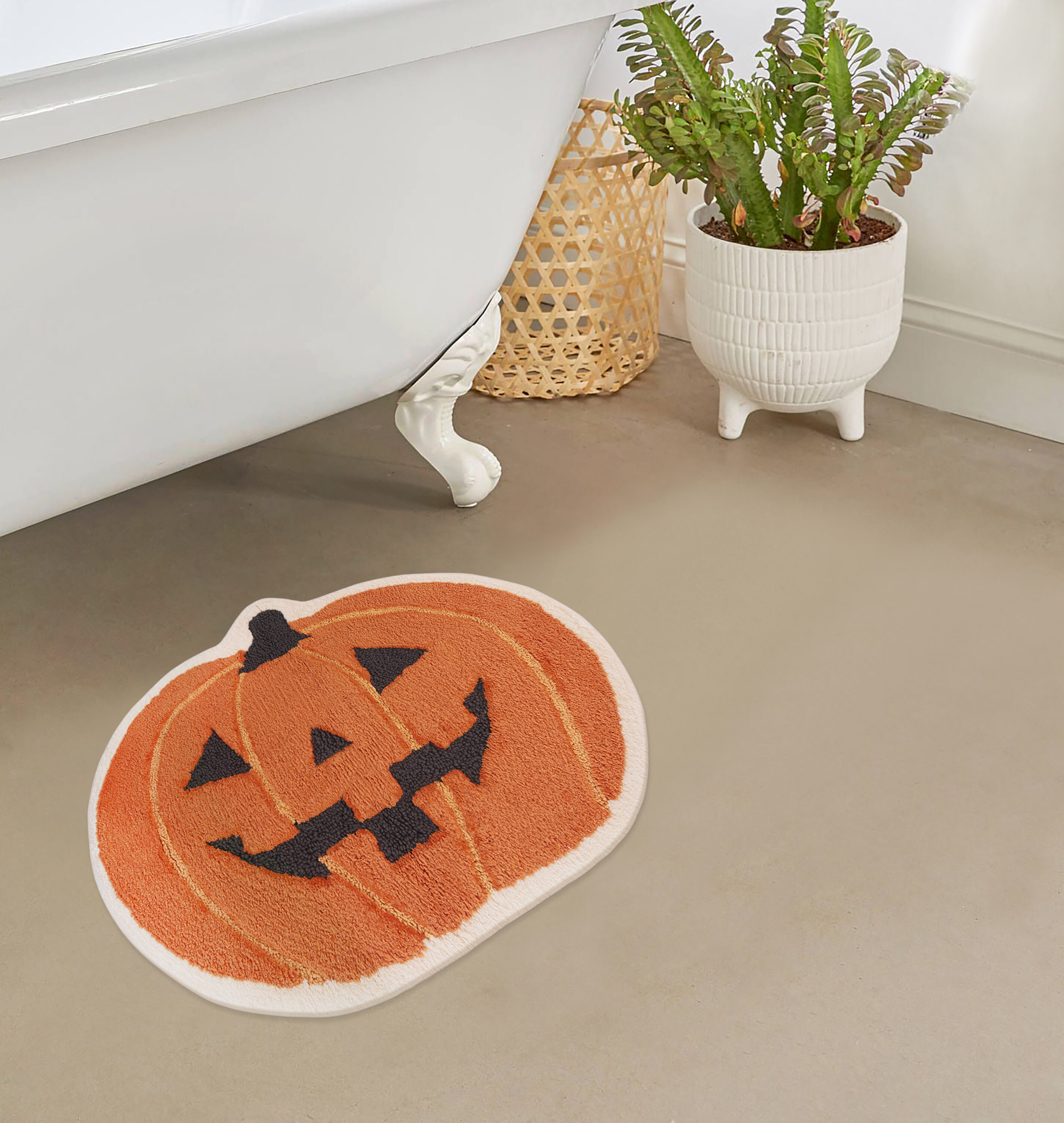 Haunted Living 28-in x 21-in Bath Rug Orange Cotton 