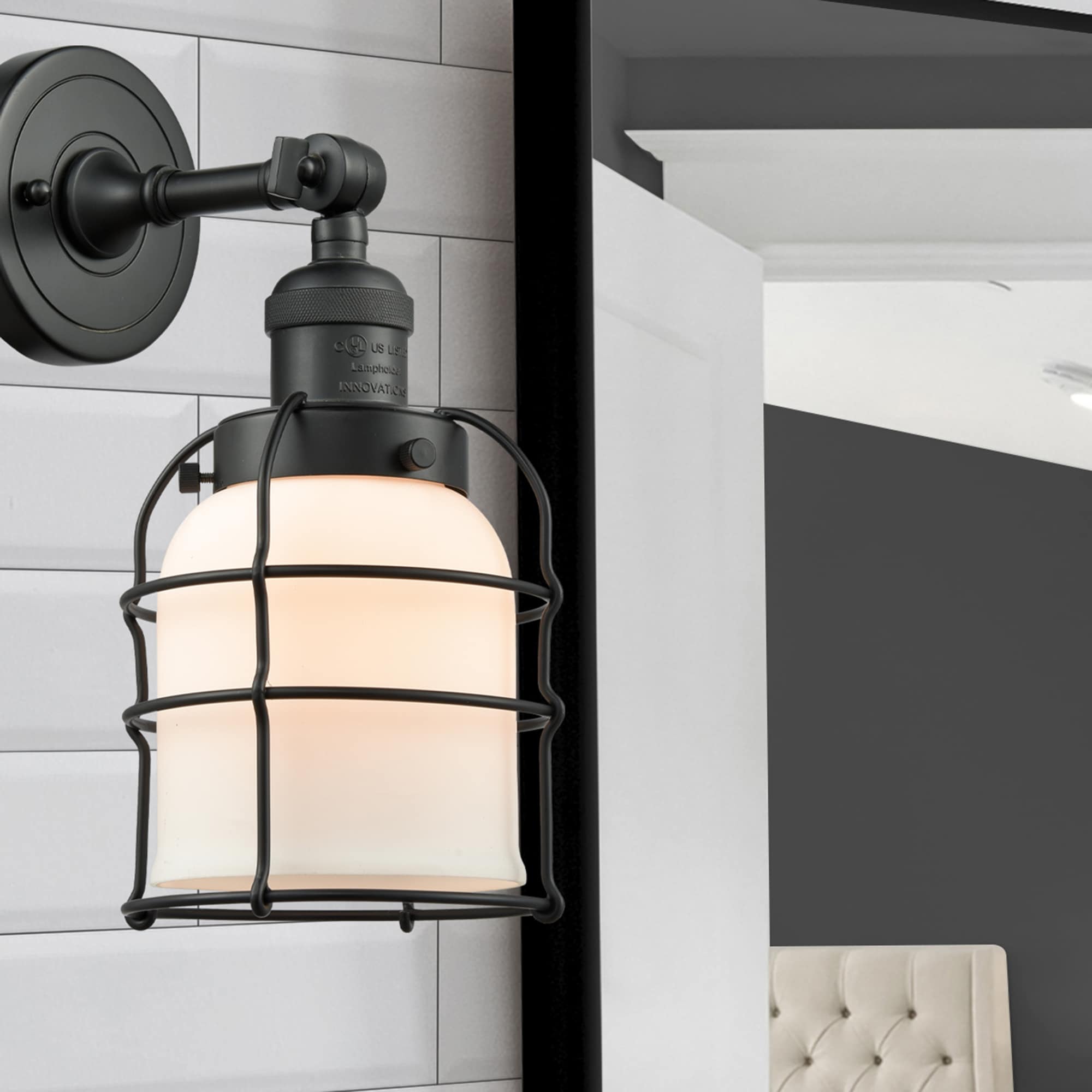 Innovations Lighting 203-BK-G51-CE Bell Cage 6-in W 1 -Light Matte Black Wall Sconce