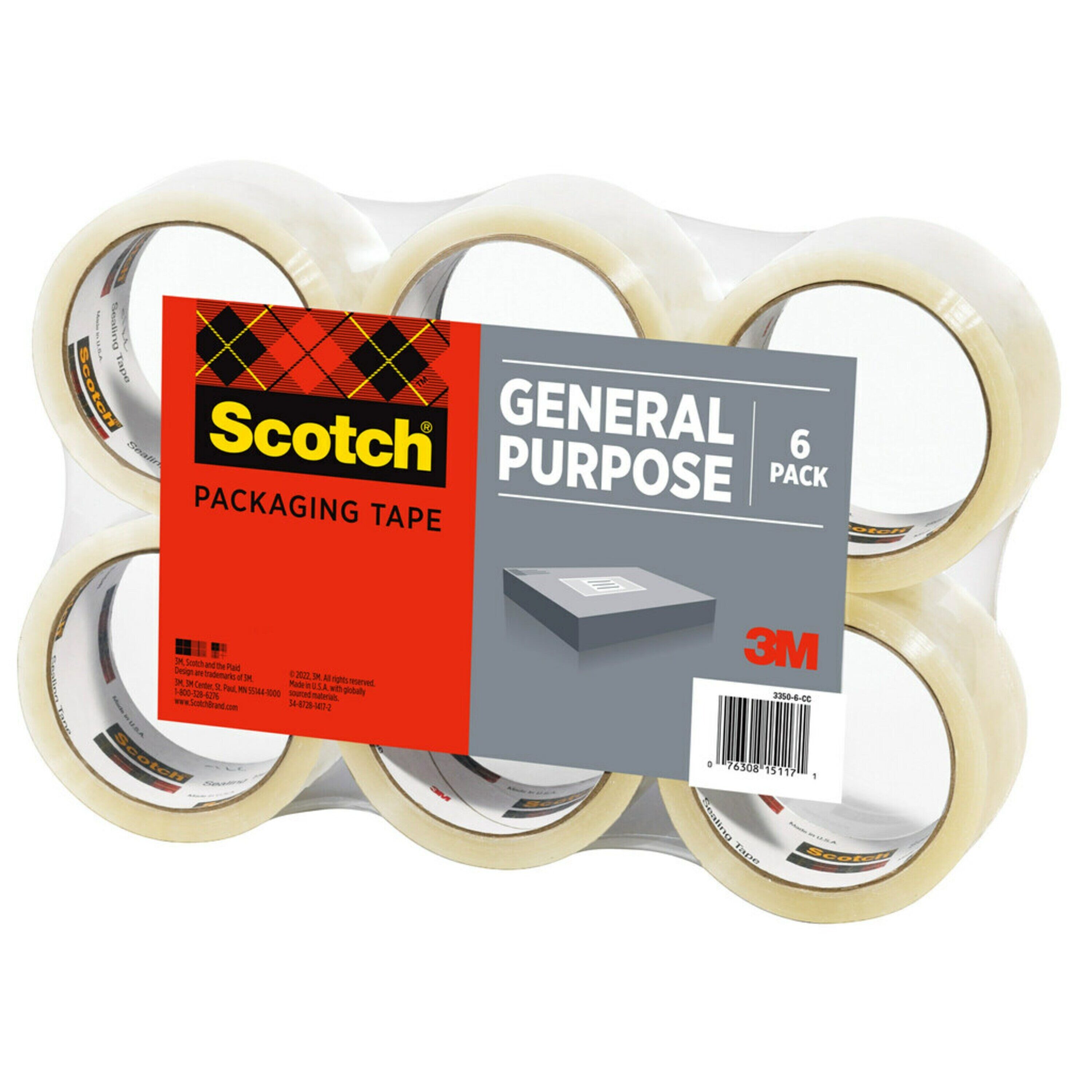 Scotch 6-Pack 1.88-in x 54.6 Yards Shipping Packaging Tape in Clear | 3350-6-CC