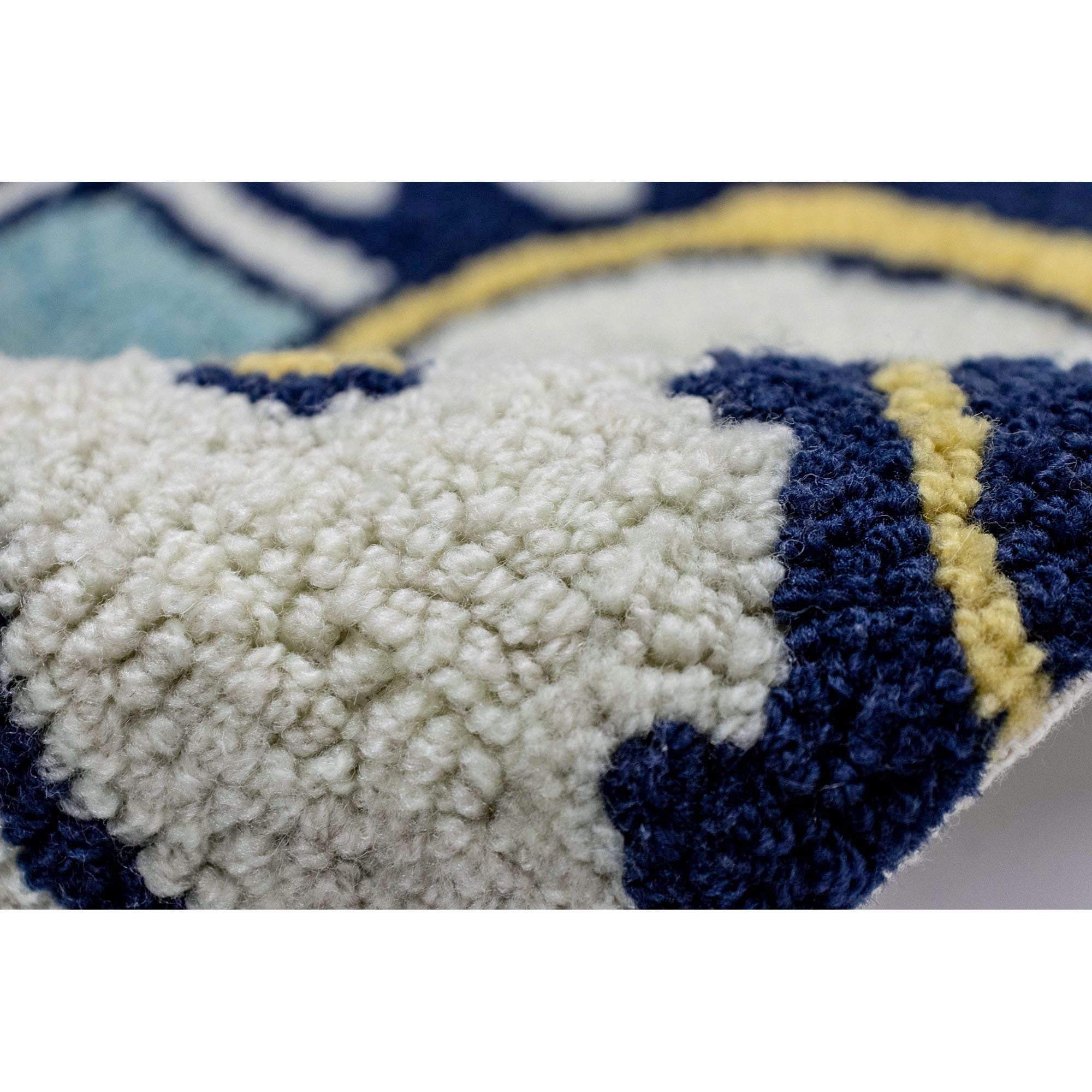 Blue Floral Tufted Rectangular Indoor/Outdoor Rug