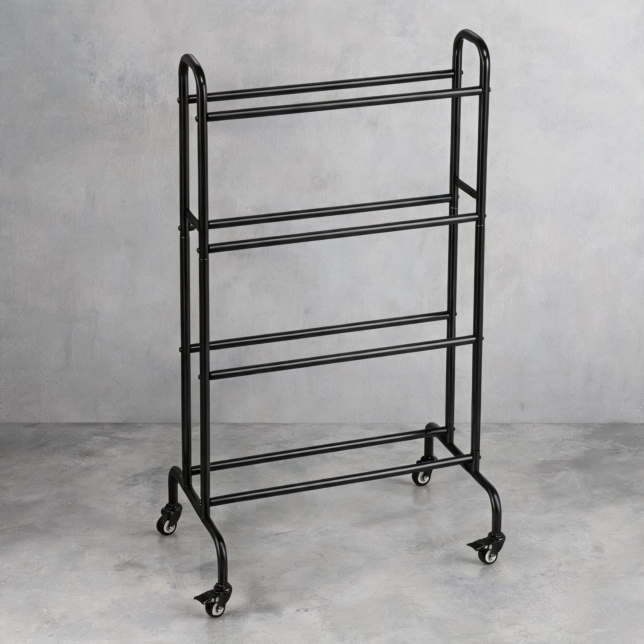 FlowLuxe 4-Tier Freestanding Filament Storage Rack in Sleek Black Carbon Steel Holds 40 Spools