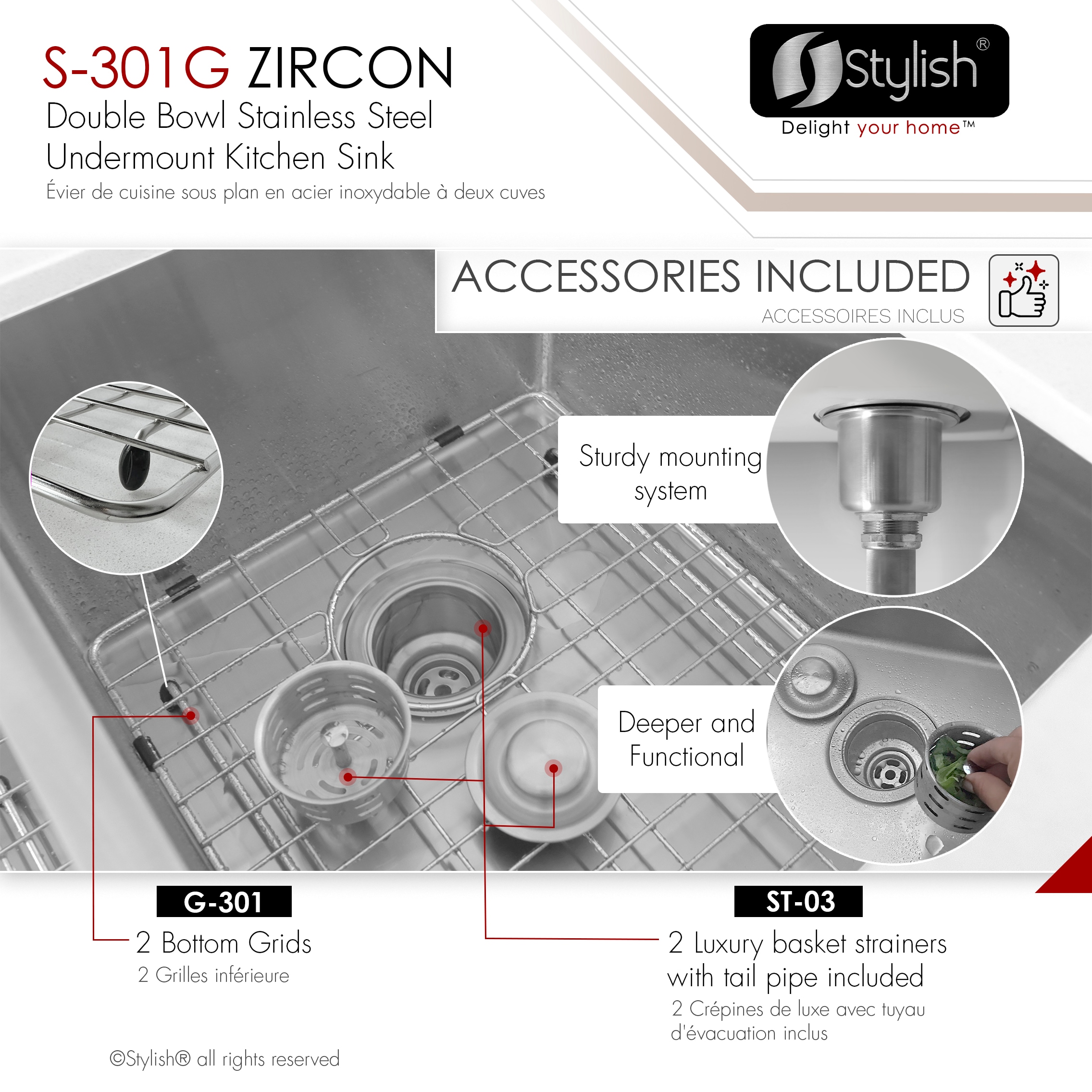 Stylish S-301G Kitchen-Sinks - View #8