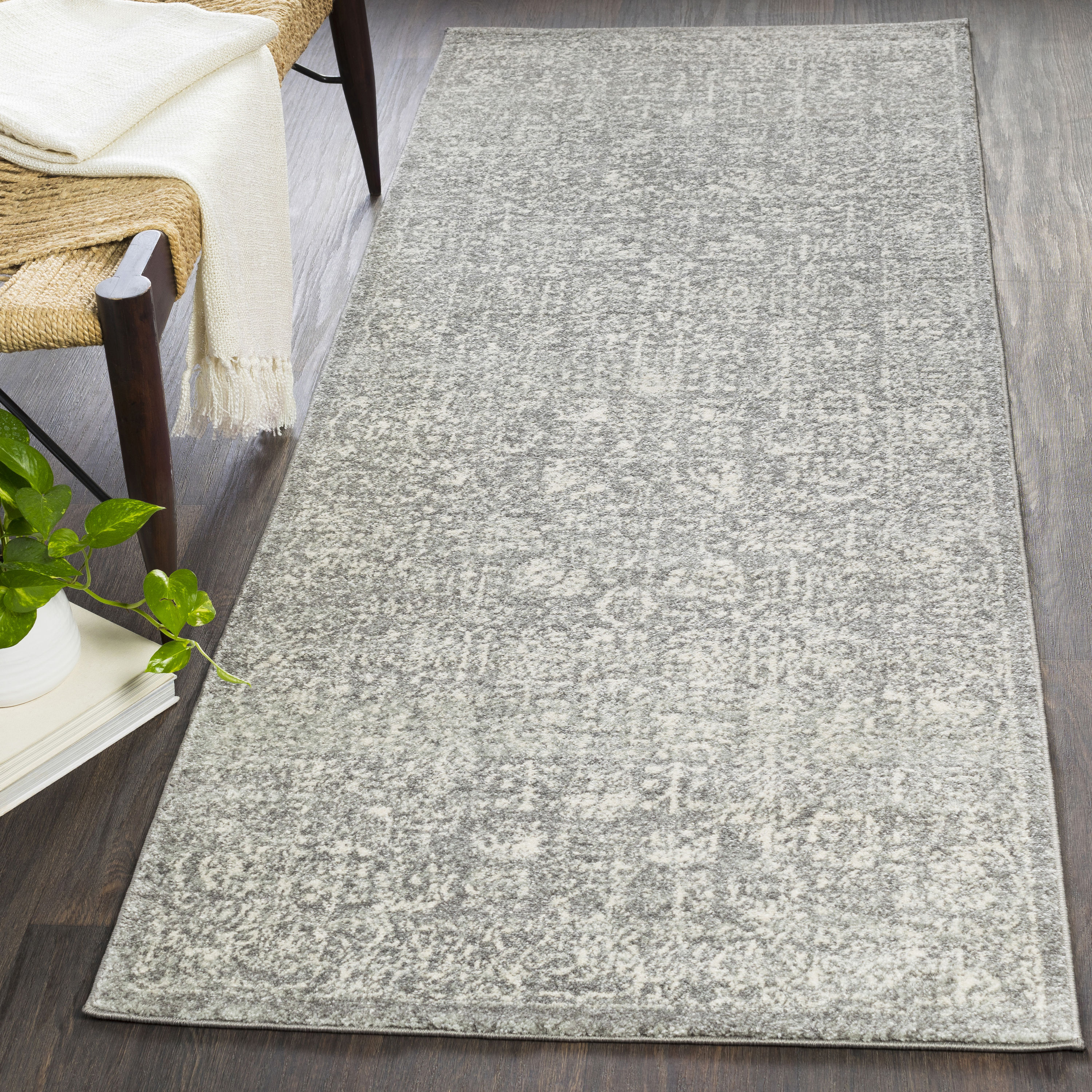 Livabliss HAP1029-2773 Harput 2 x 8 (ft) Polypropylene Charcoal Rectangular Indoor Medallion Oriental Runner rug
