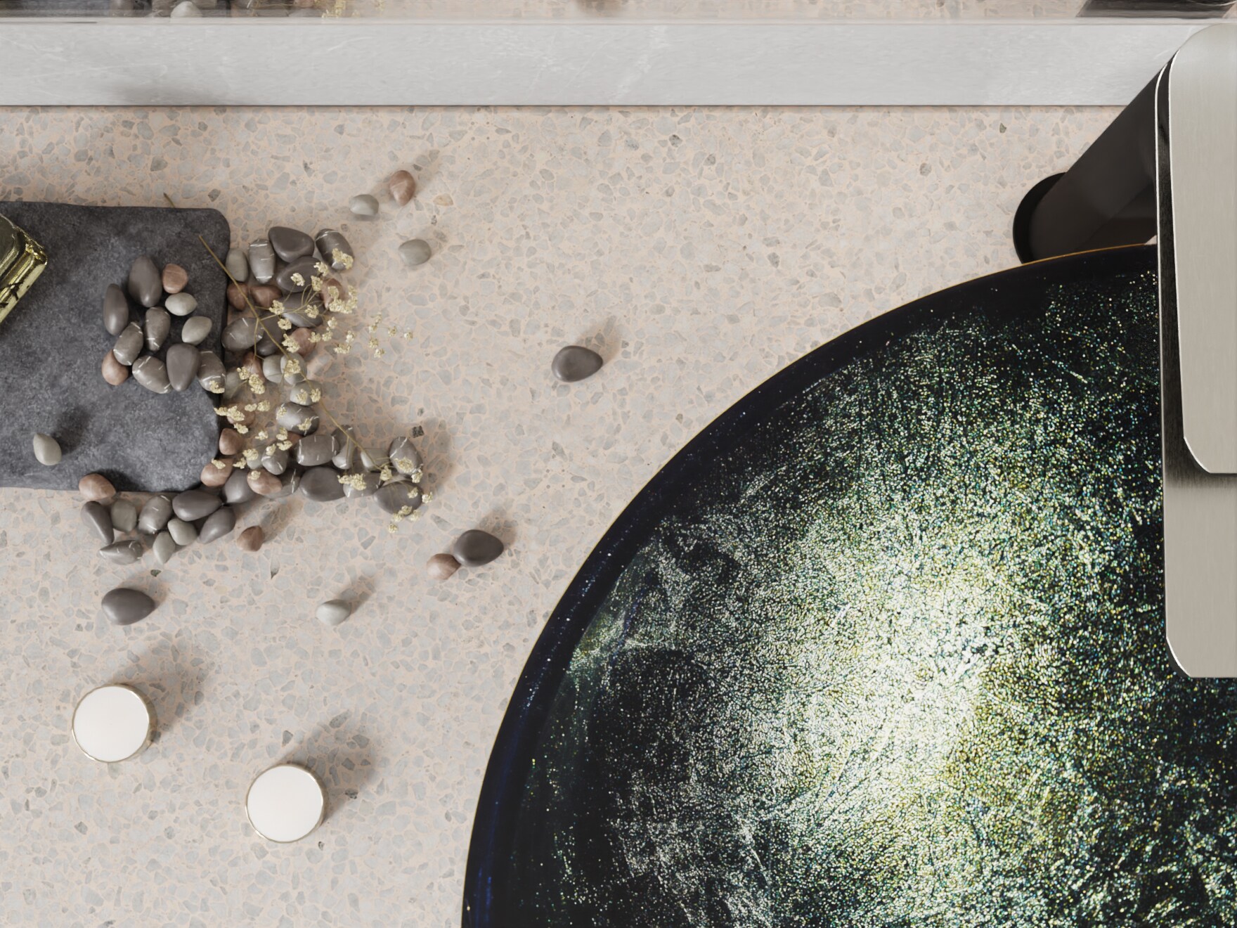 Stellar Black Glass Circular Above-Counter Bathroom Sink