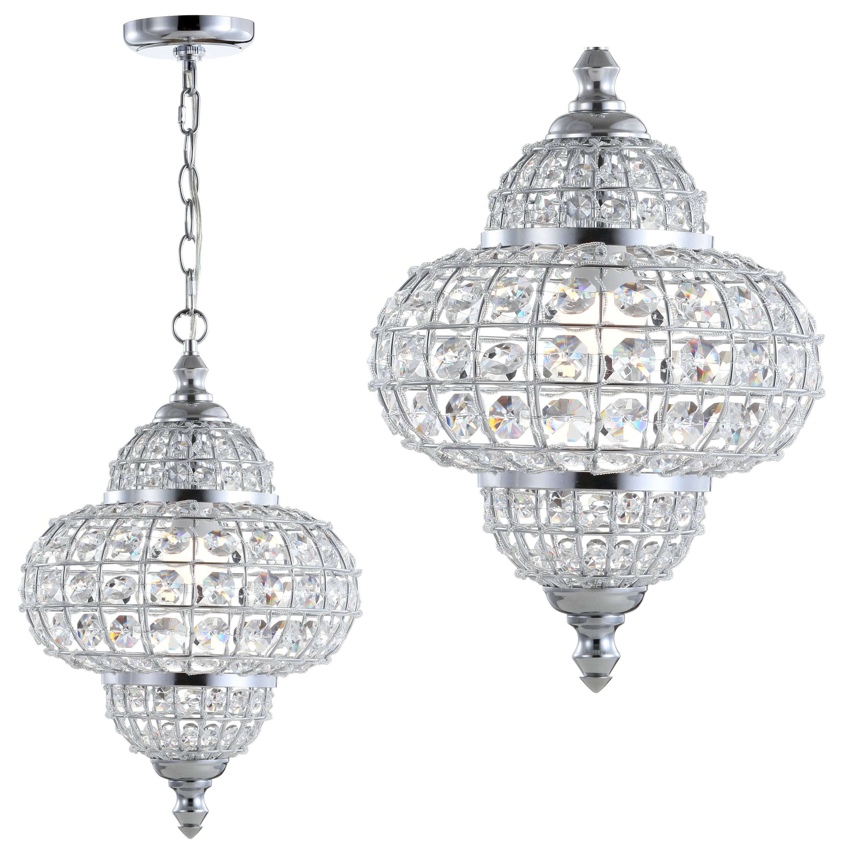 Juliette 19.5" Chrome and Crystal Modern LED Pendant Light
