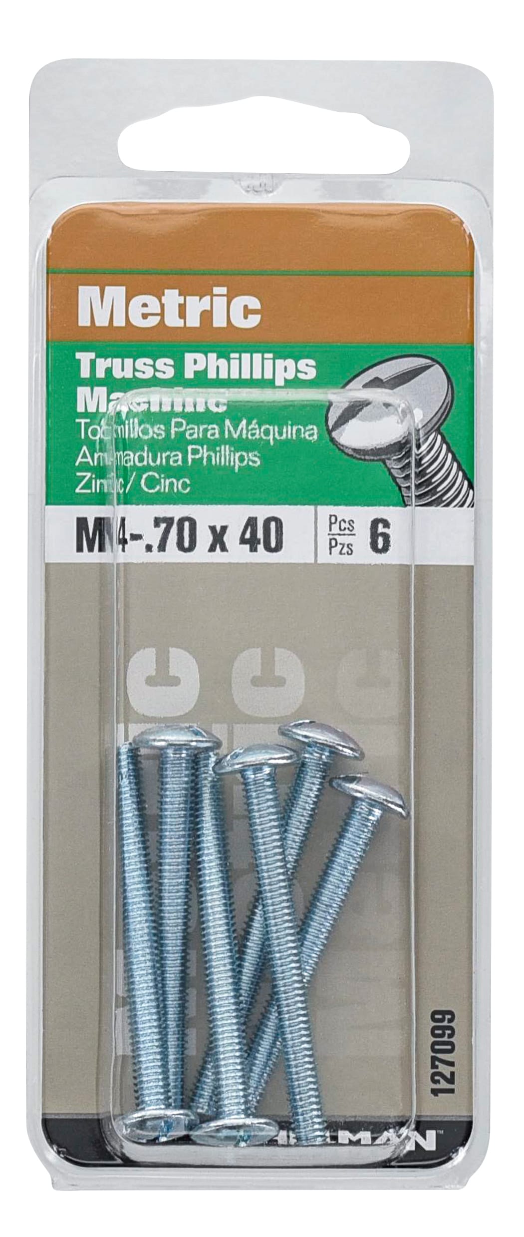 Hillman 127099 4mm - 0.7 x 40-mm Phillips/Slotted combination -Drive Machine screws ( 6 -Count )