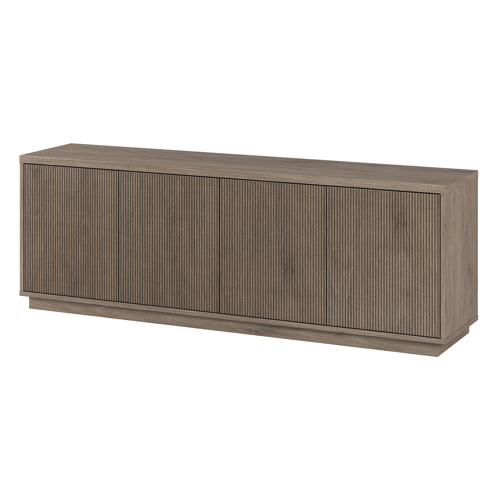 Antiqued Gray Oak Rectangular TV Stand with Cabinet for TVs up to 75"