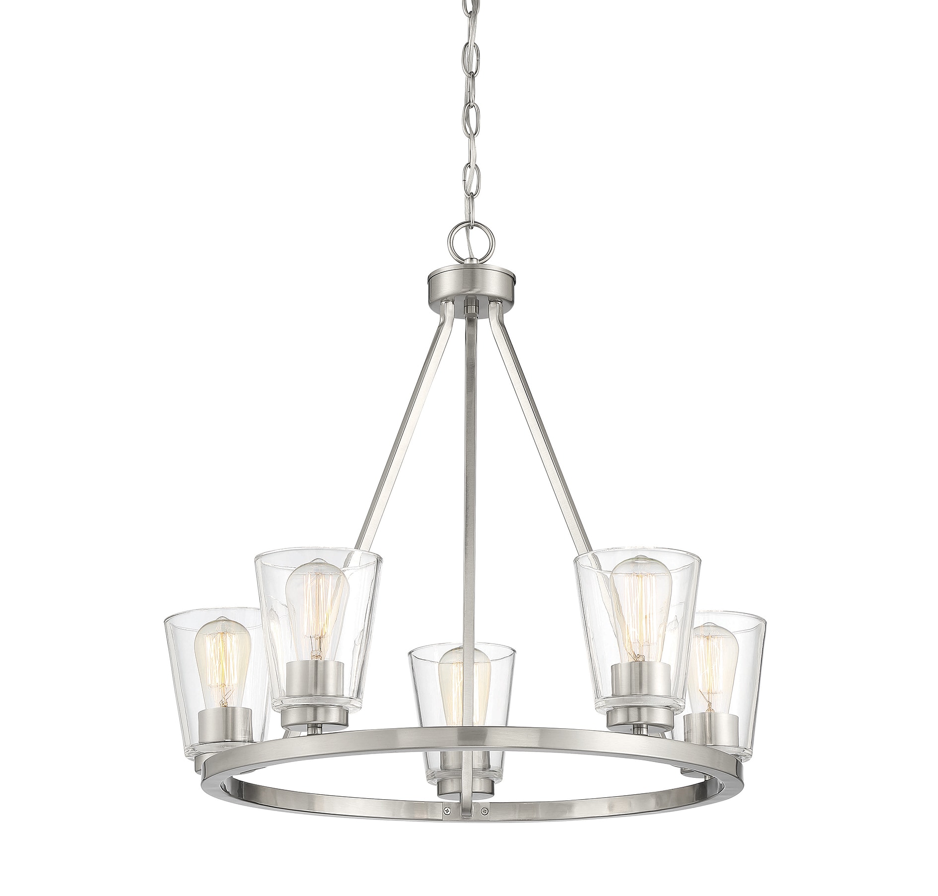 Calhoun Satin Nickel 5-Light Chandelier with Clear Glass Shades