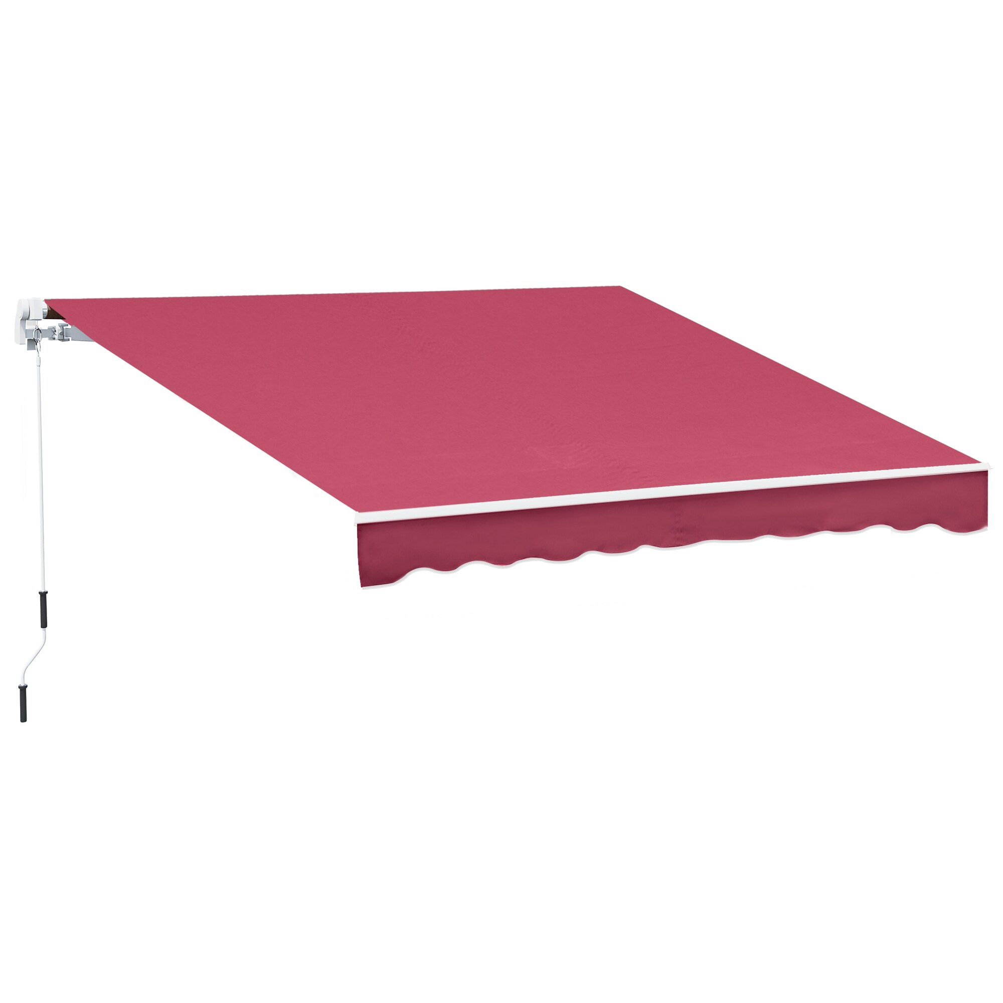 Outsunny 840-150WR 10' x 8' Manual Retractable Awning Sun Shade Shelter for Patio Deck Yard with UV Protection and Easy Crank Opening Red