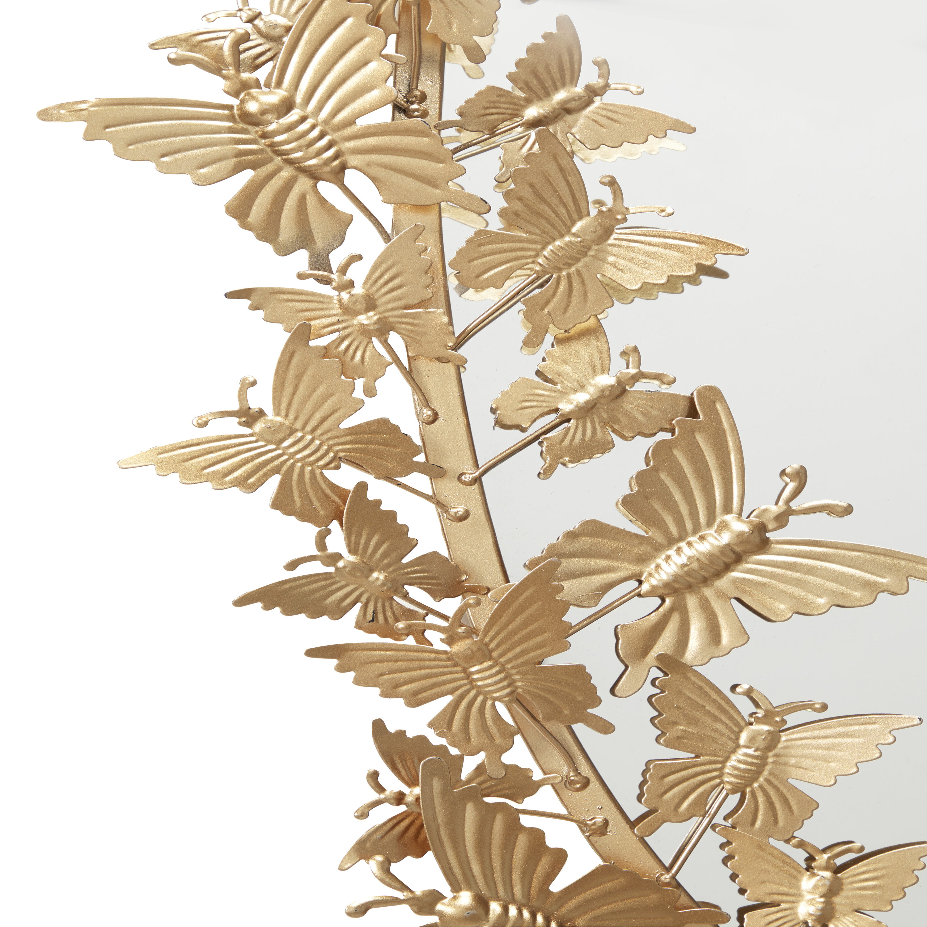 Gold Oval Wood Butterfly Wall Mirror, 19" x 33"
