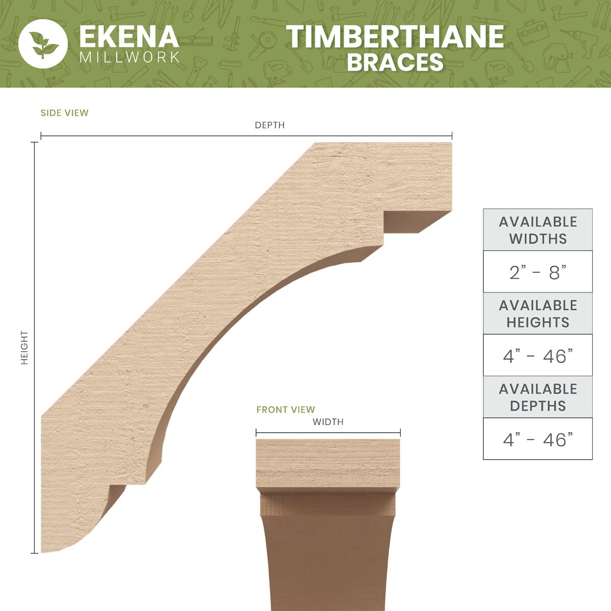 Ekena Millwork BRCUR03X12X12OZKRCPR braces - View #2
