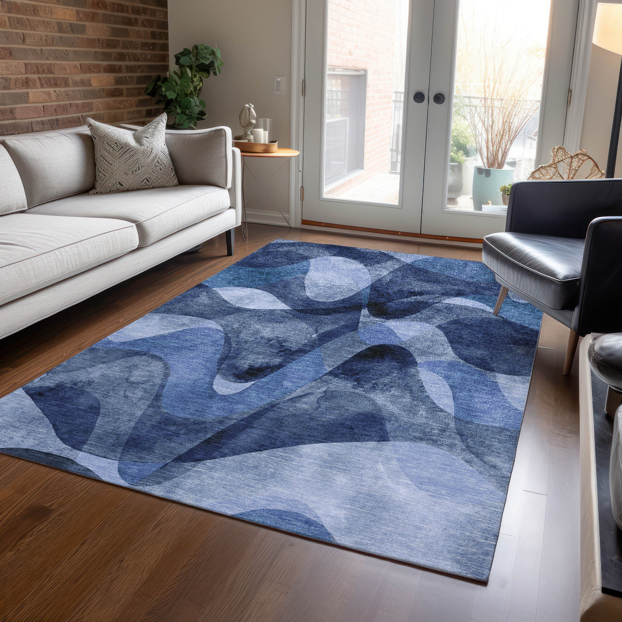 Addison Rugs ACN536NA8X10 Chantille 8 x 10 (ft) Polyester Navy Rectangular Indoor/Outdoor Paisley Mid-Century Modern Machine washable Area rug