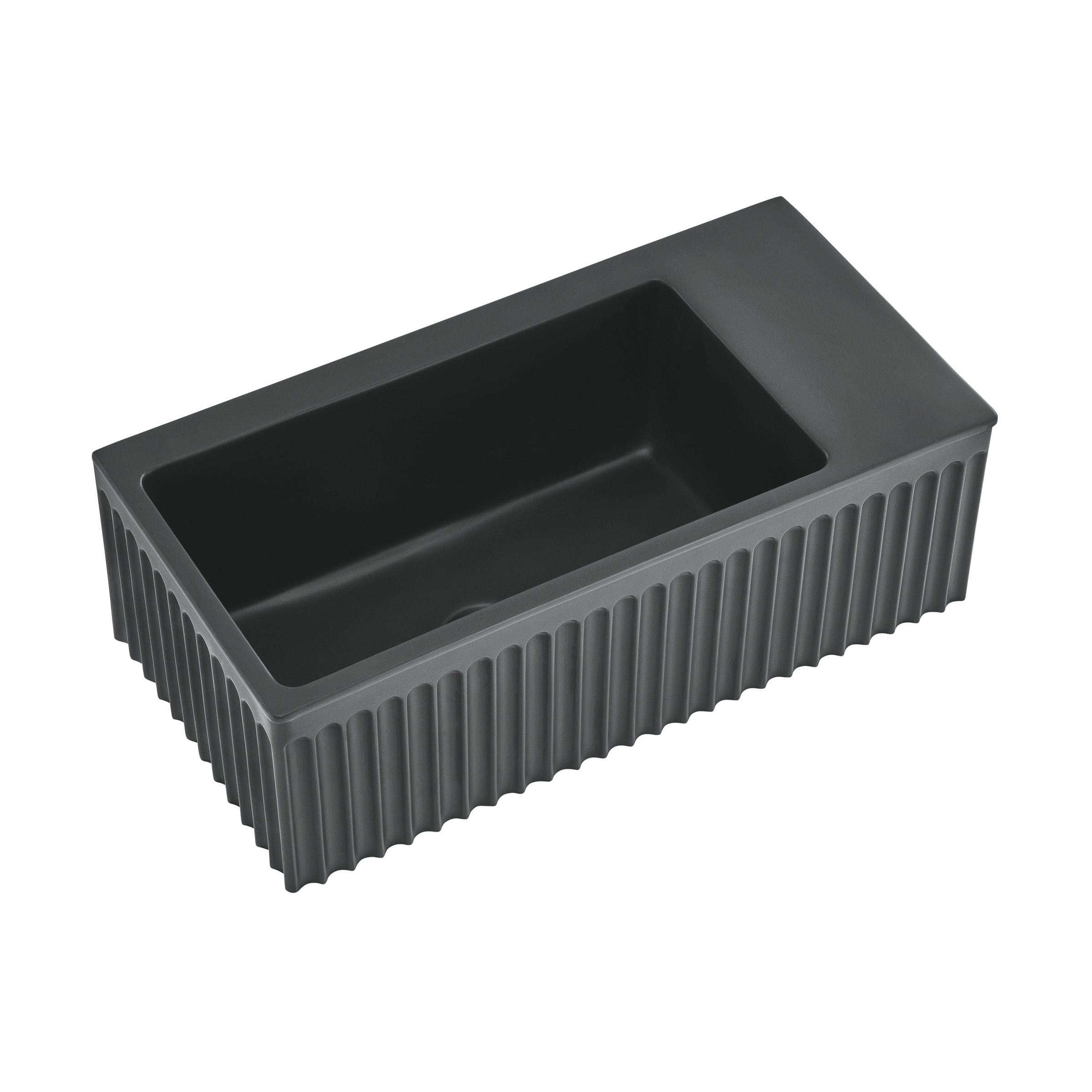 Swiss Madison SM-25-WSLIM03BK Limoges Stone Wall-mount Rectangular Modern Matte Black Bathroom Sink ( 12-Inches x 24-Inches )