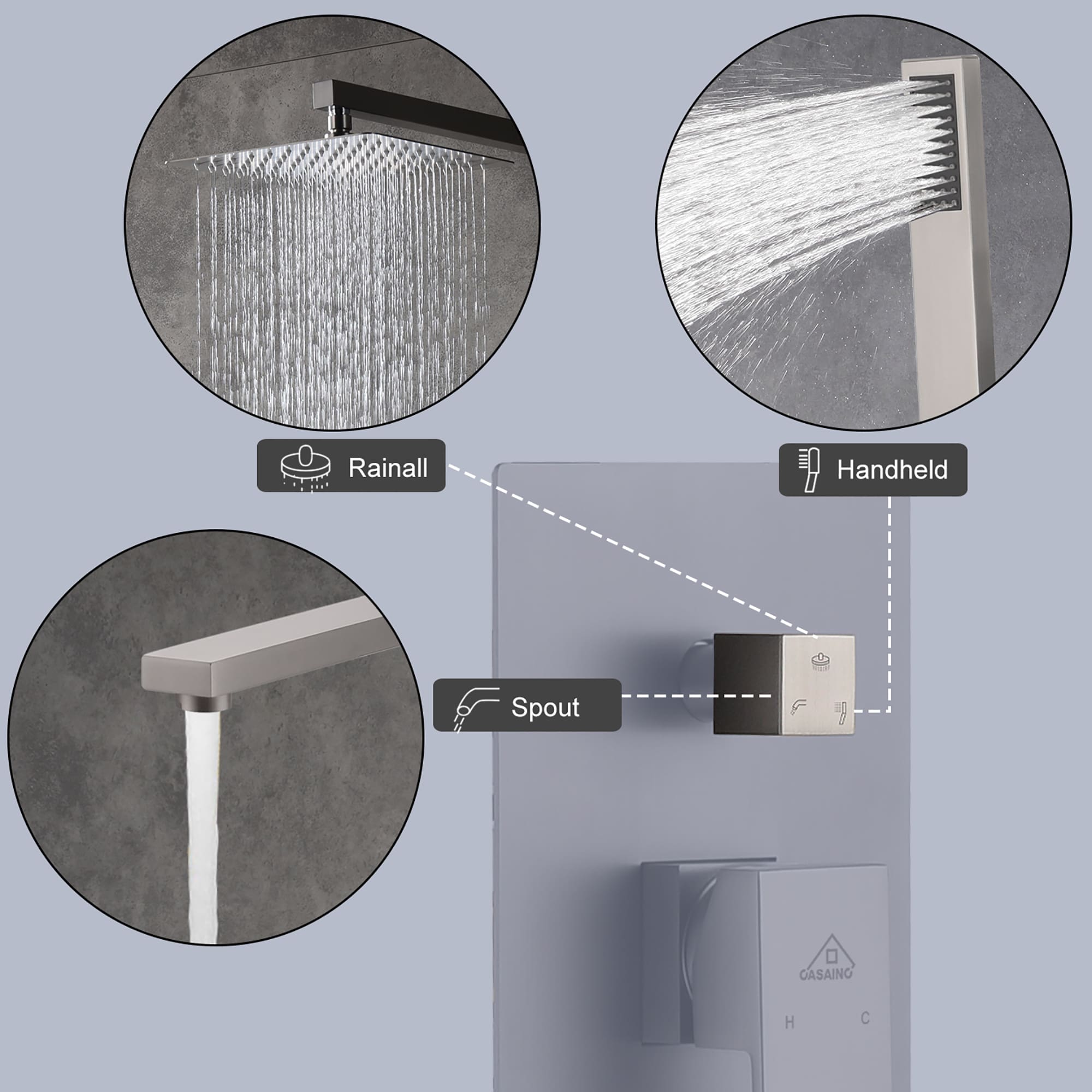 CASAINC CASA03BN-12 Showerhead-Bar-Panels - View #4
