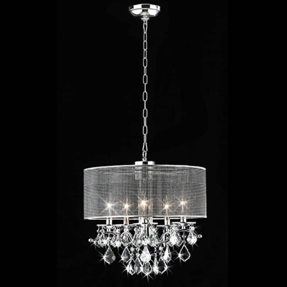 Home Accessories Inc RL5634 5 -Light Chrome Transitional Crystal For Use in Bedrooms, Dining Rooms, Foyers, Kitchens, Living Rooms Chandelier
