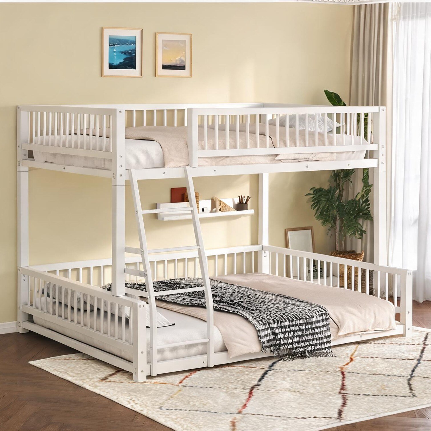 Watnature Space-Saving Metal Bunk Bed Frame Full XL Over Queen Crisp ...