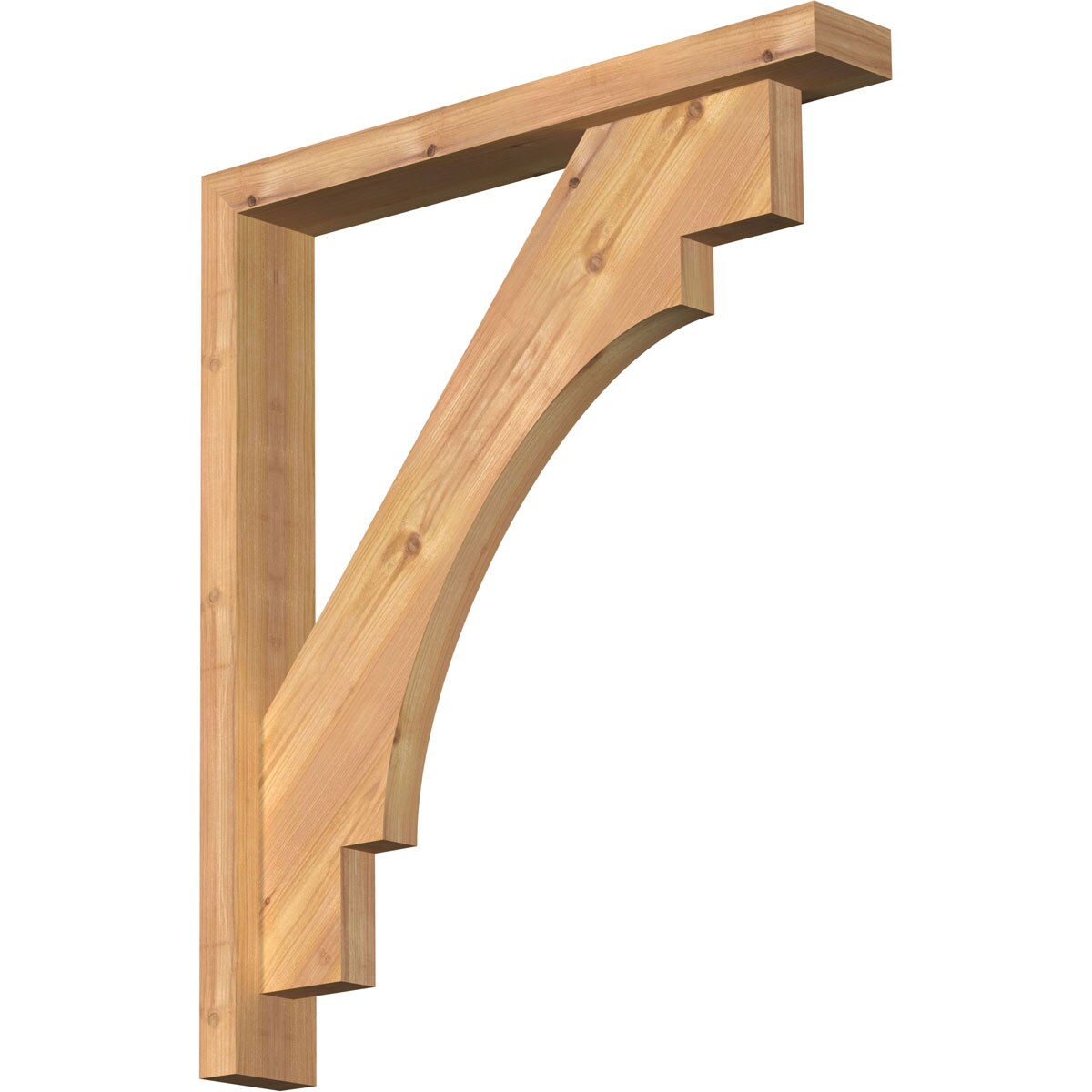 Ekena Millwork 1463124 Merced Block Smooth Bracket with Offset Brace 3-1/2-in x 24-in x 28-in Western red cedar Brown Wood Standard bracket