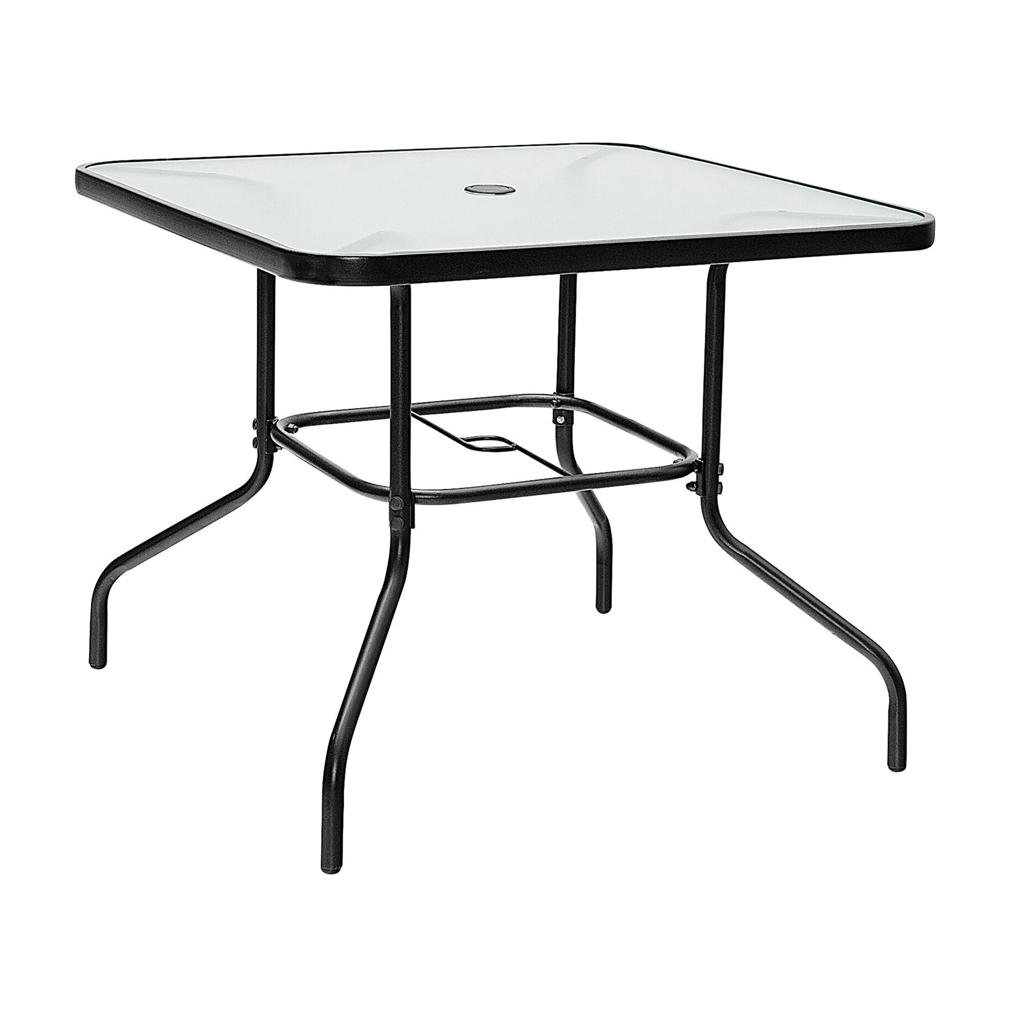 WELLFOR TDJN10405-23 Square Outdoor Dining Table 35-in W x 35-in L with Umbrella Hole