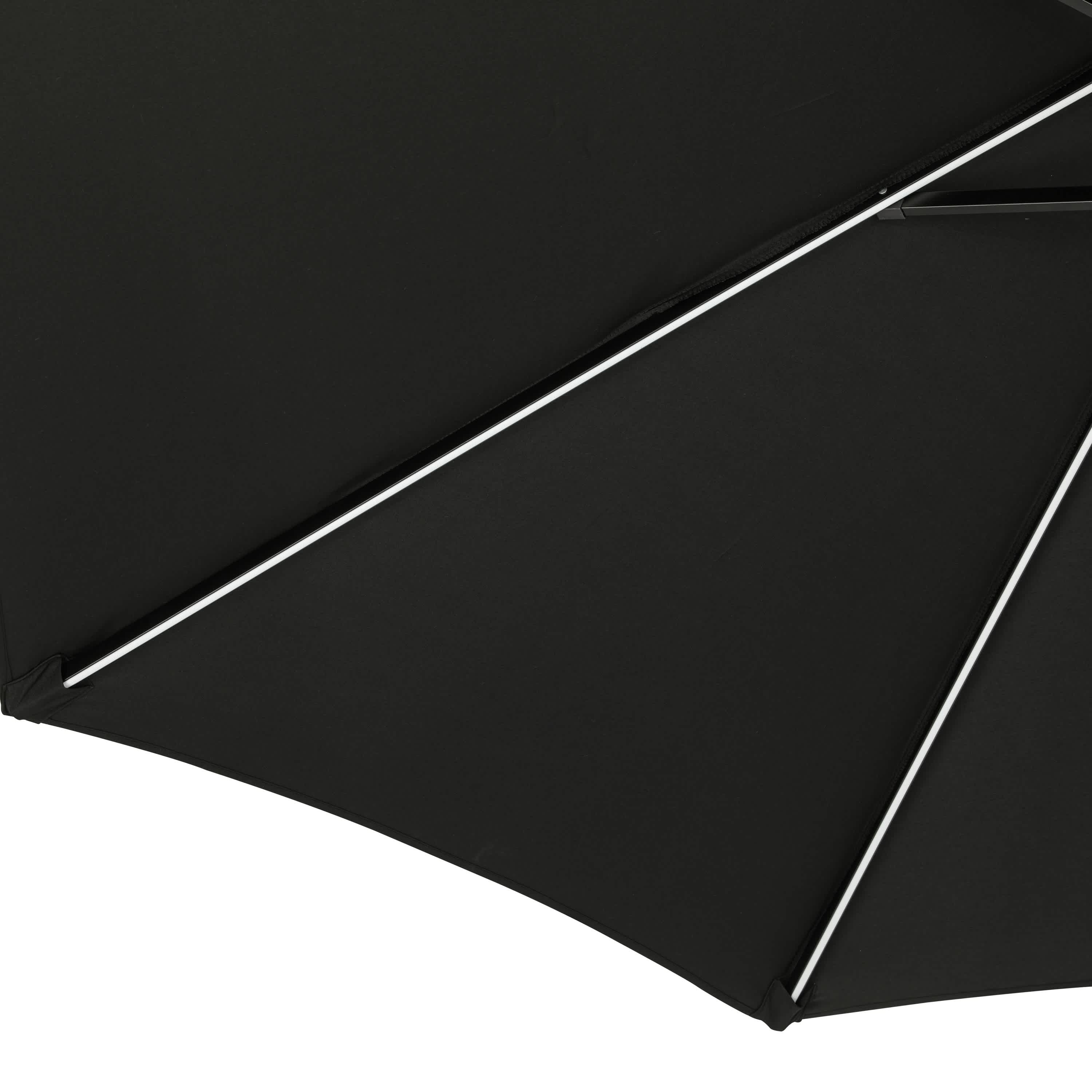 Mirage II Fiesta Black Aluminum Market Patio Umbrella with Solar LED Lights