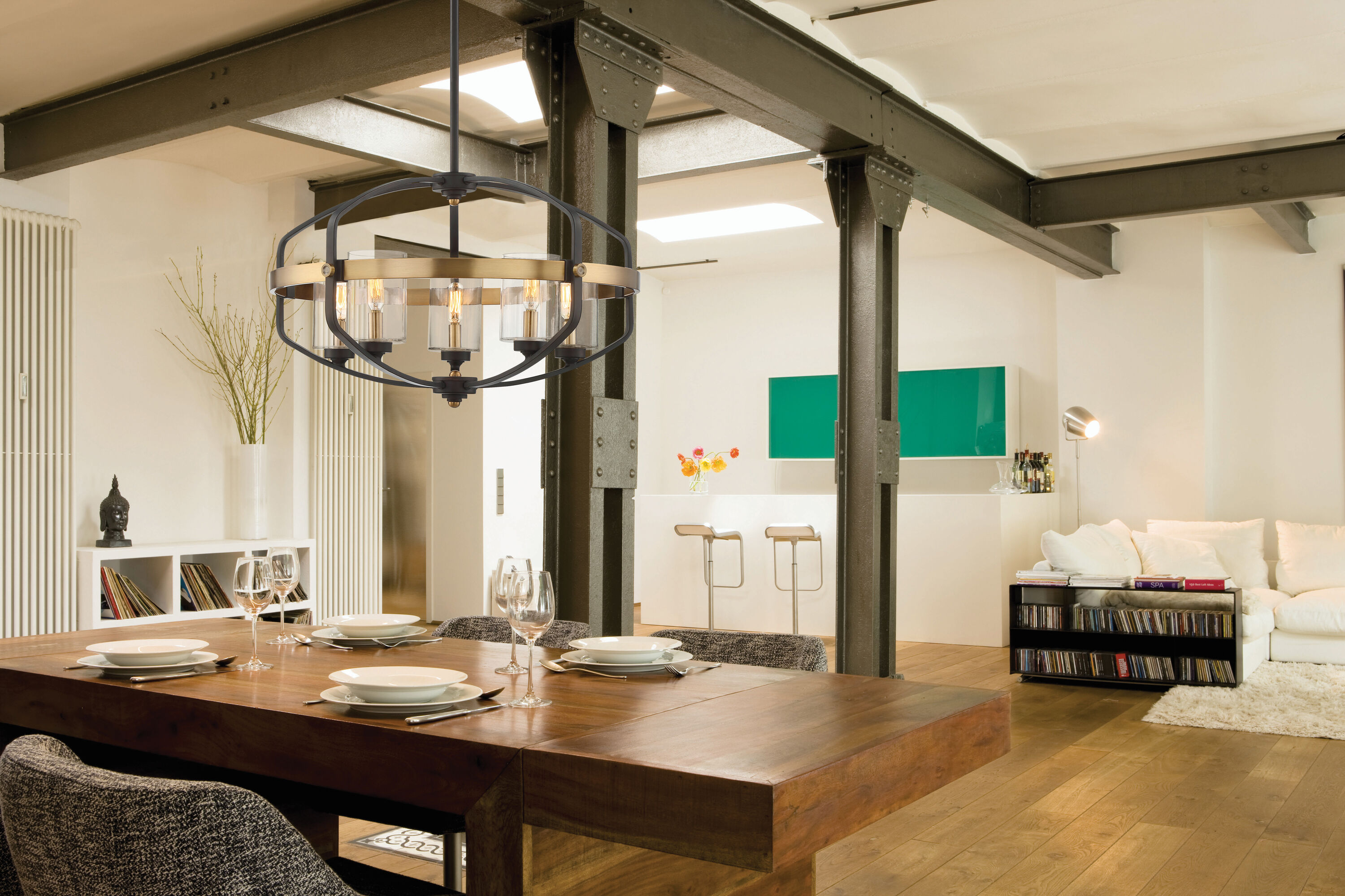 Kirkland English Bronze & Warm Brass 5-Light Bohemian Pendant