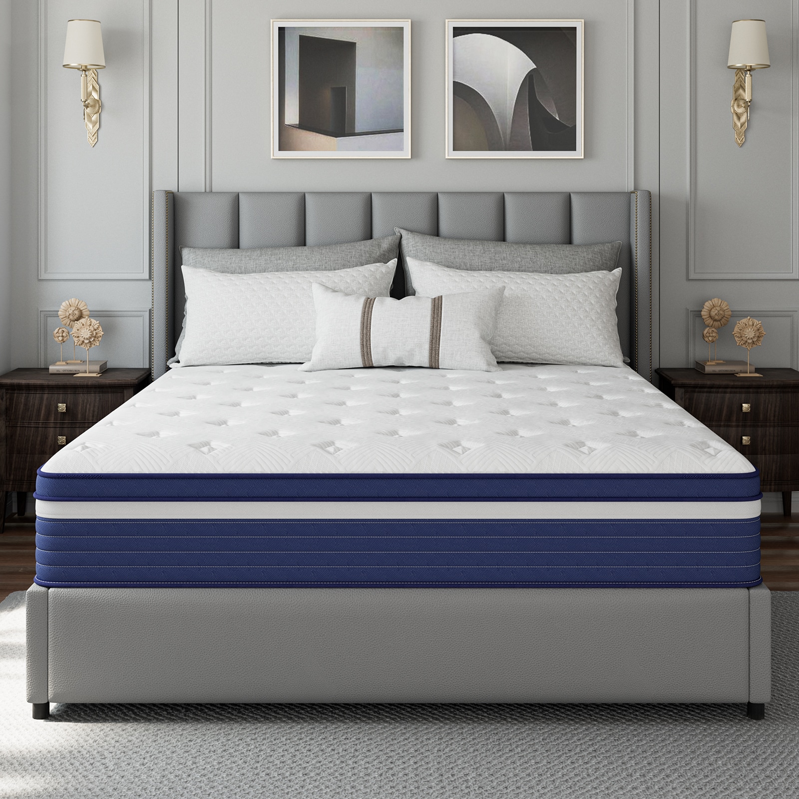 Ifluous 10-in Medium Full Hybrid Memory Foam/Coil Blend Mattress in a Box with Boxspring Included #LSMH15-10F