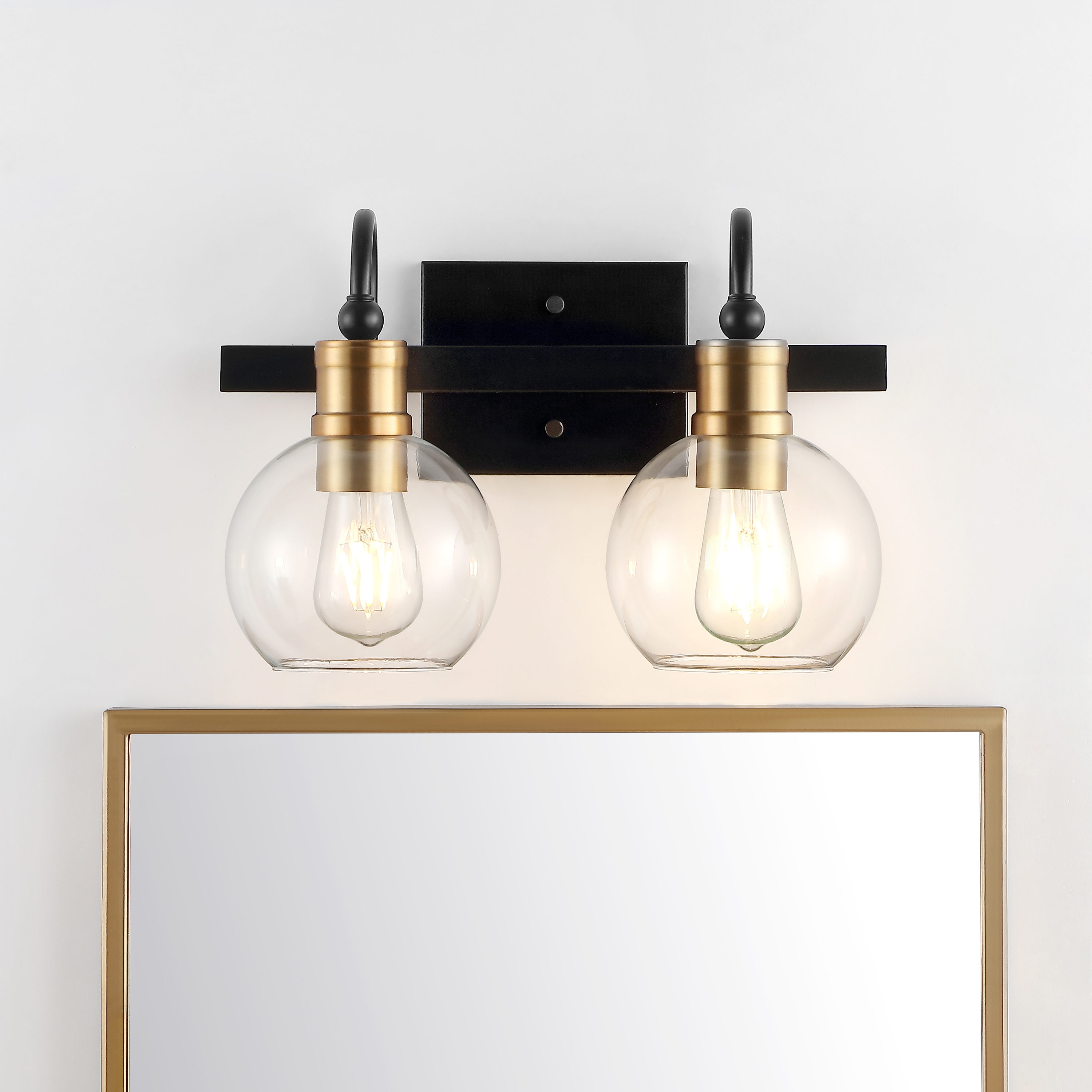Marais 14.5" Black and Brass Iron Bathroom Vanity Light