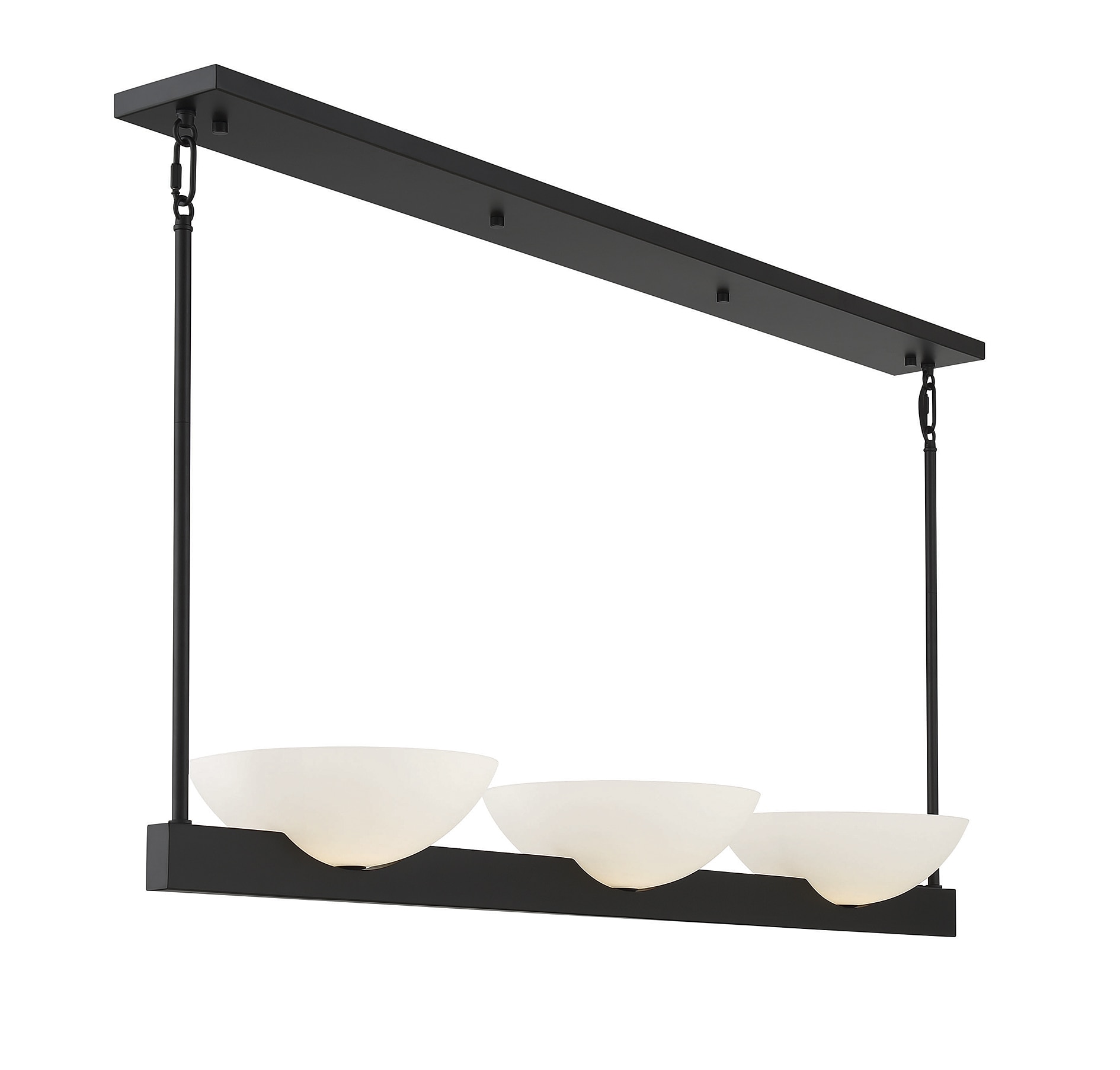 Matte Black Mid-Century Modern 3-Light Linear Chandelier
