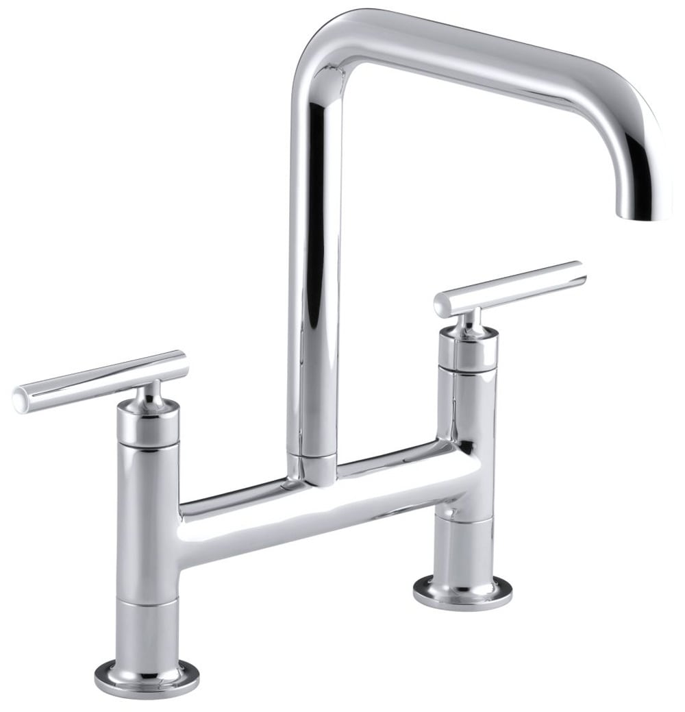 KOHLER 7547-4-CP Purist Polished Chrome Double Handle Deck-mount Kitchen Faucet