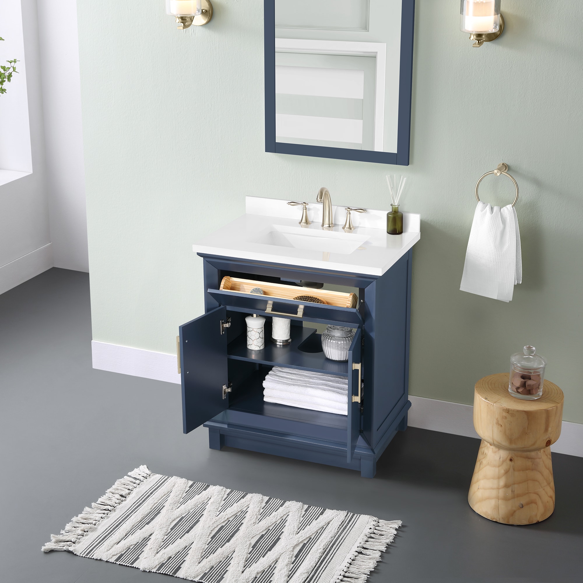 OVE Decors Churchill 30-in Midnight Blue Undermount Single Sink ...