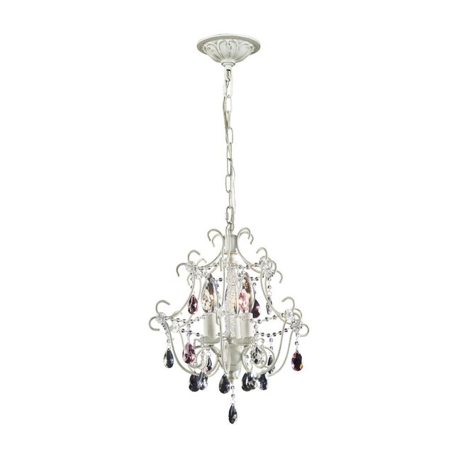 Antique White Glam Crystal Chandelier, White Candle Chandelier With Crystals