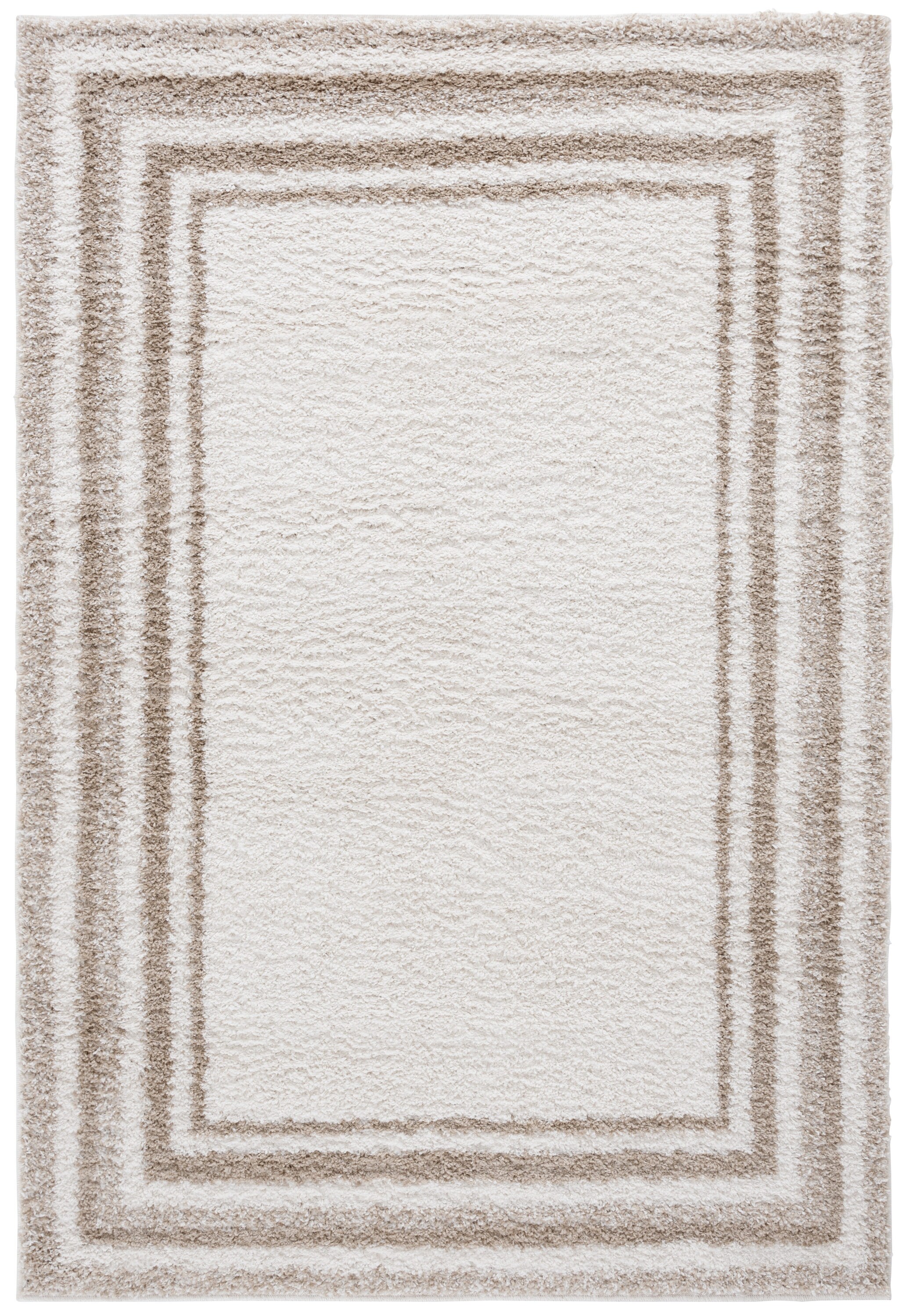 Safavieh BSP251A-4 4 x 6 (ft) Loomed Polyester/Polypropylene Ivory/Beige Rectangular Indoor Border Mid-Century Modern Area rug