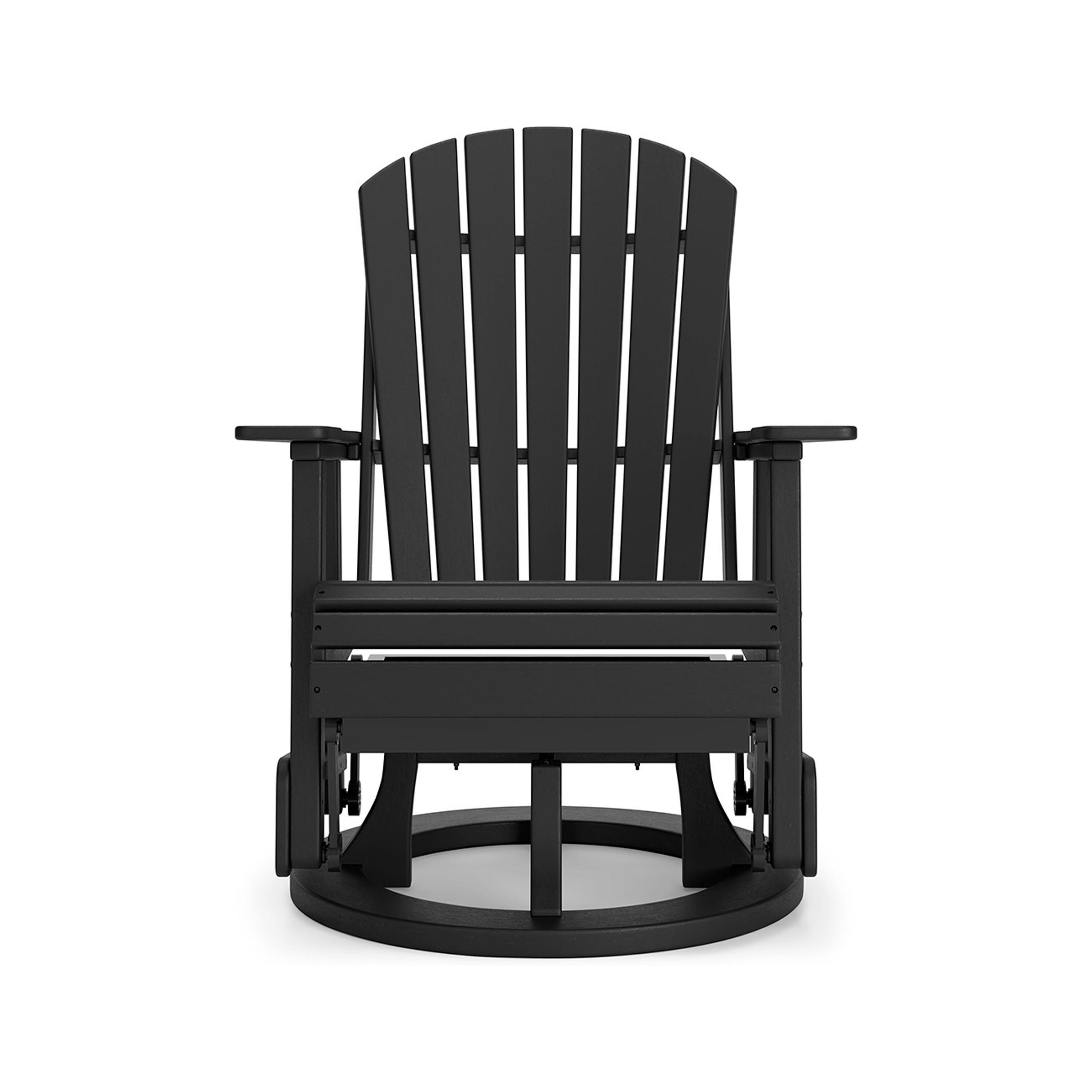 Black HDPE Outdoor Swivel Glider Chair with Adirondack Design