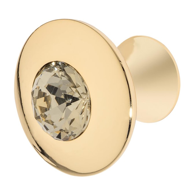 Polished Gold Round Cabinet Knob, Stone Cabinet Knobs