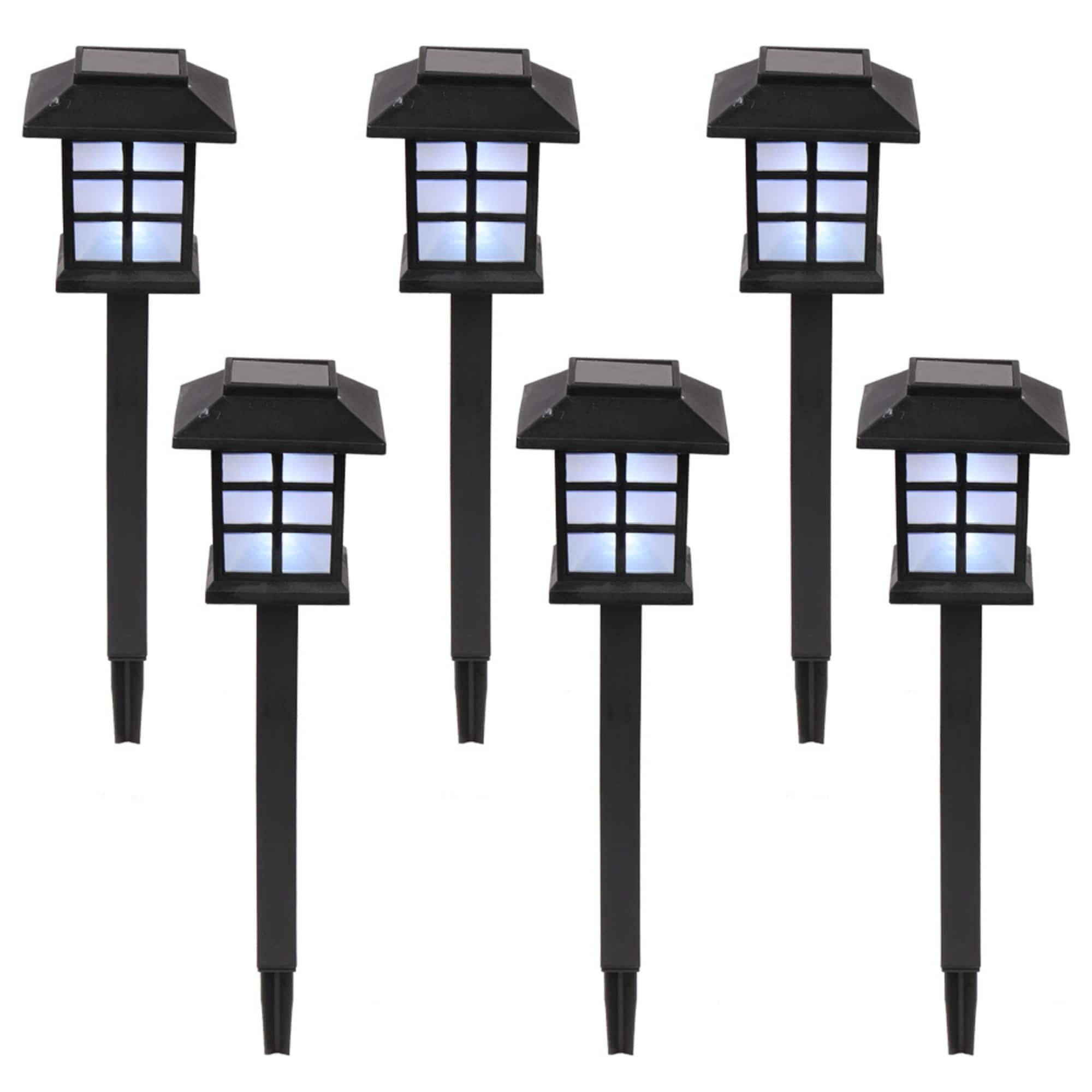 Numhew 6-Pack Solar Path Lights White LED with Lantern Design