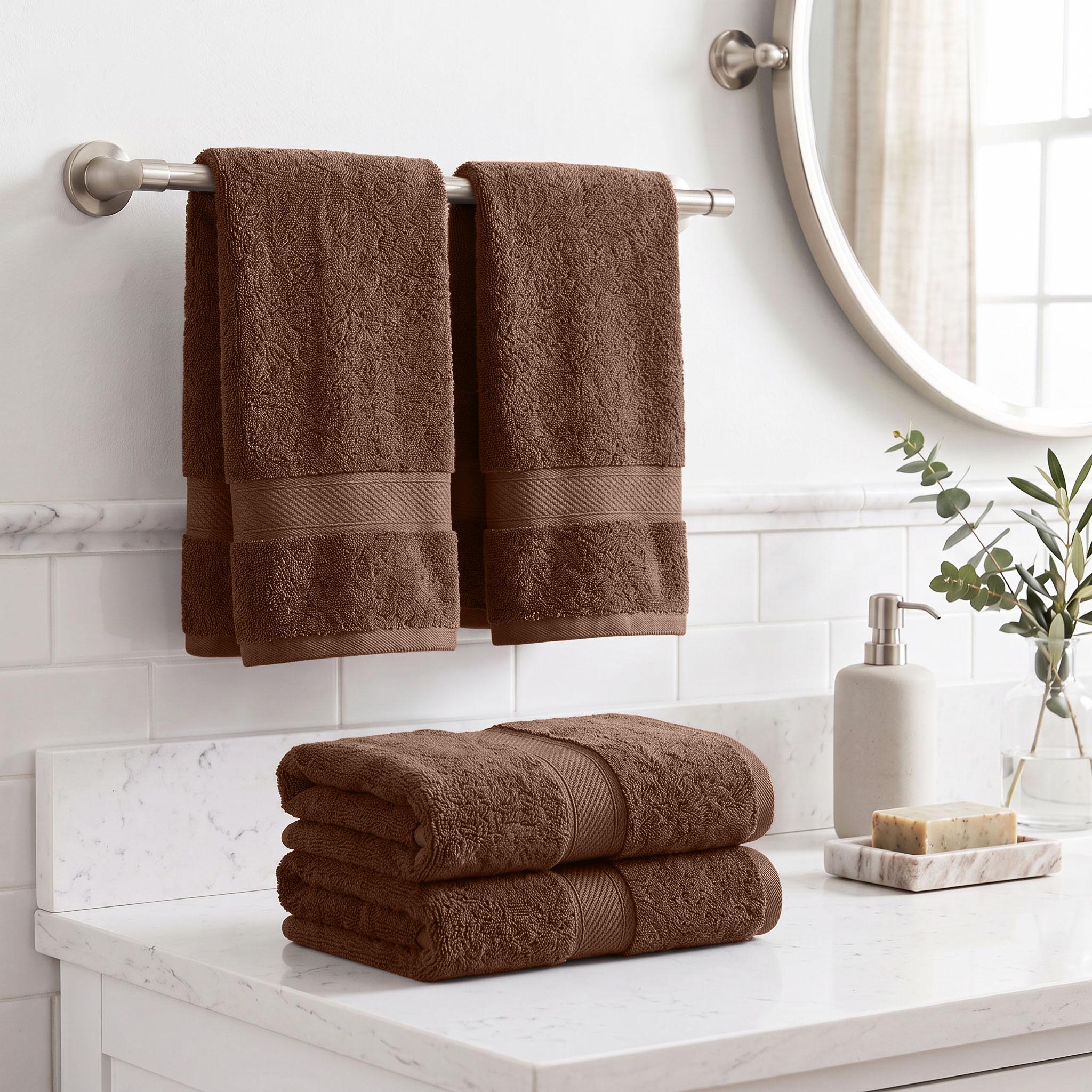 Superior - 4 -Piece Chocolate Egyptian cotton Hand towel Madeline Towels
