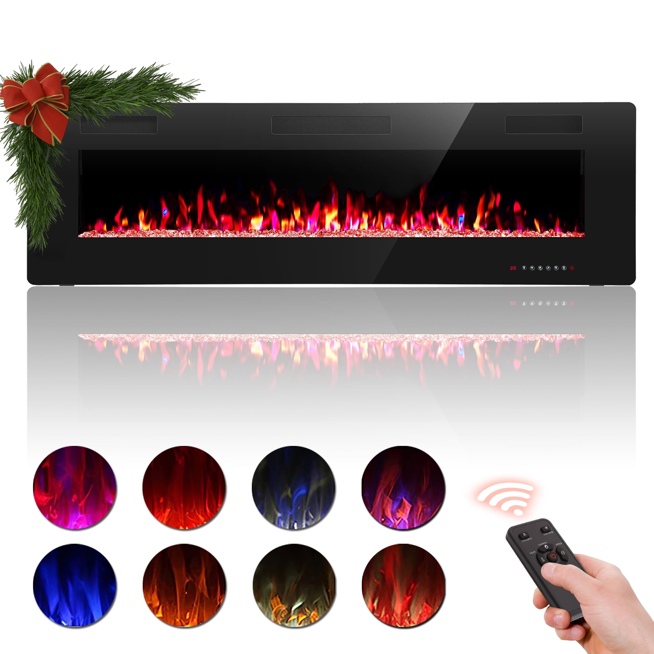 COWSAR 60-in W Black Infrared Quartz Electric Fireplace 860C3U Sansujyuku sansujyuku.com