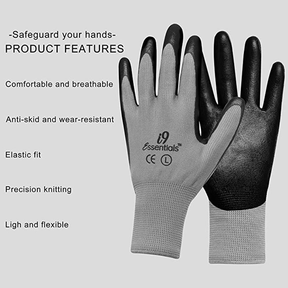 i9 Essentials Large Red Nitrile Dipped Nitrile Gloves, (12-Pairs) in the  Work Gloves department at