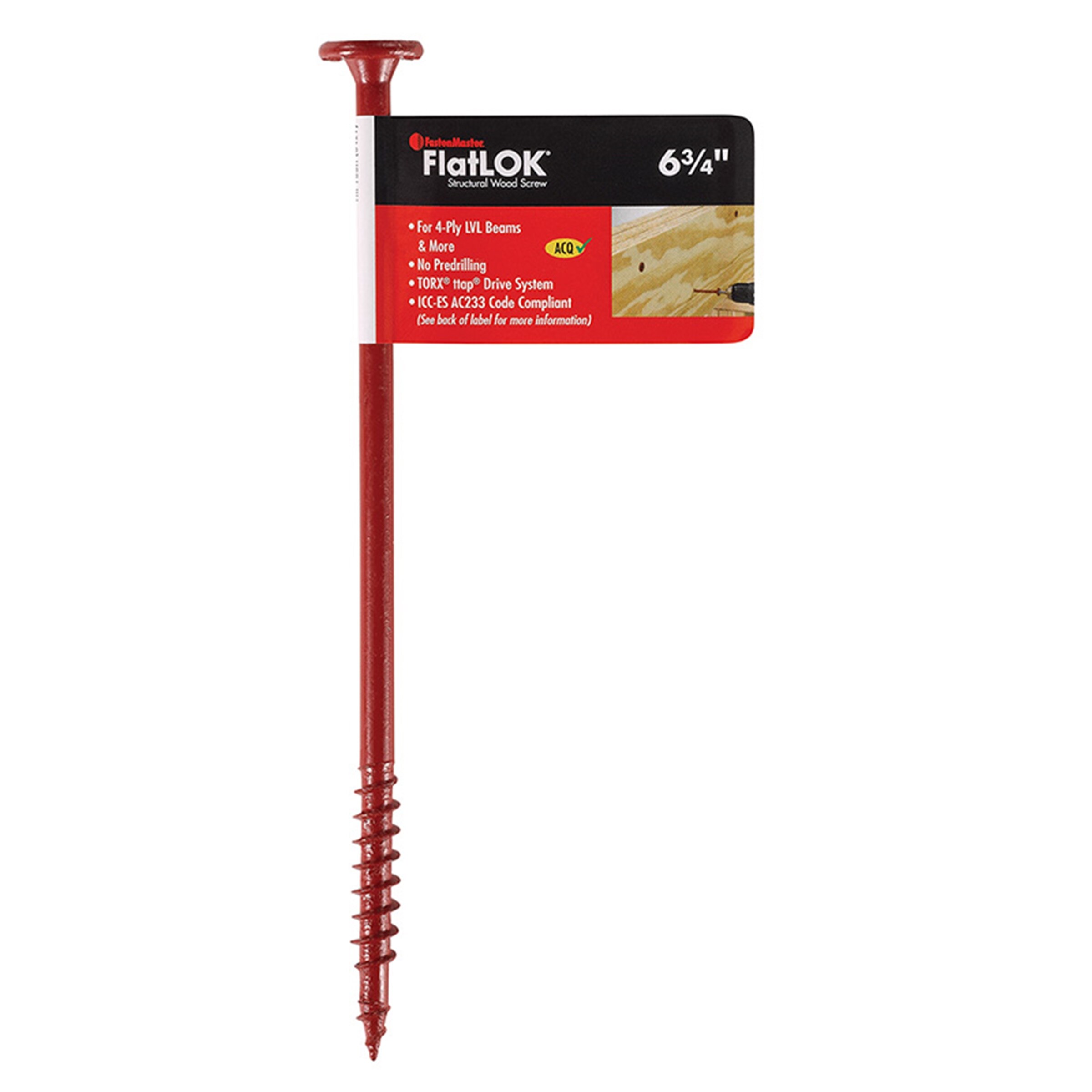 FlatLOK by FastenMaster FMFL634-INDY 6-in Red Ecoat Flat -Head Exterior Structural wood screws