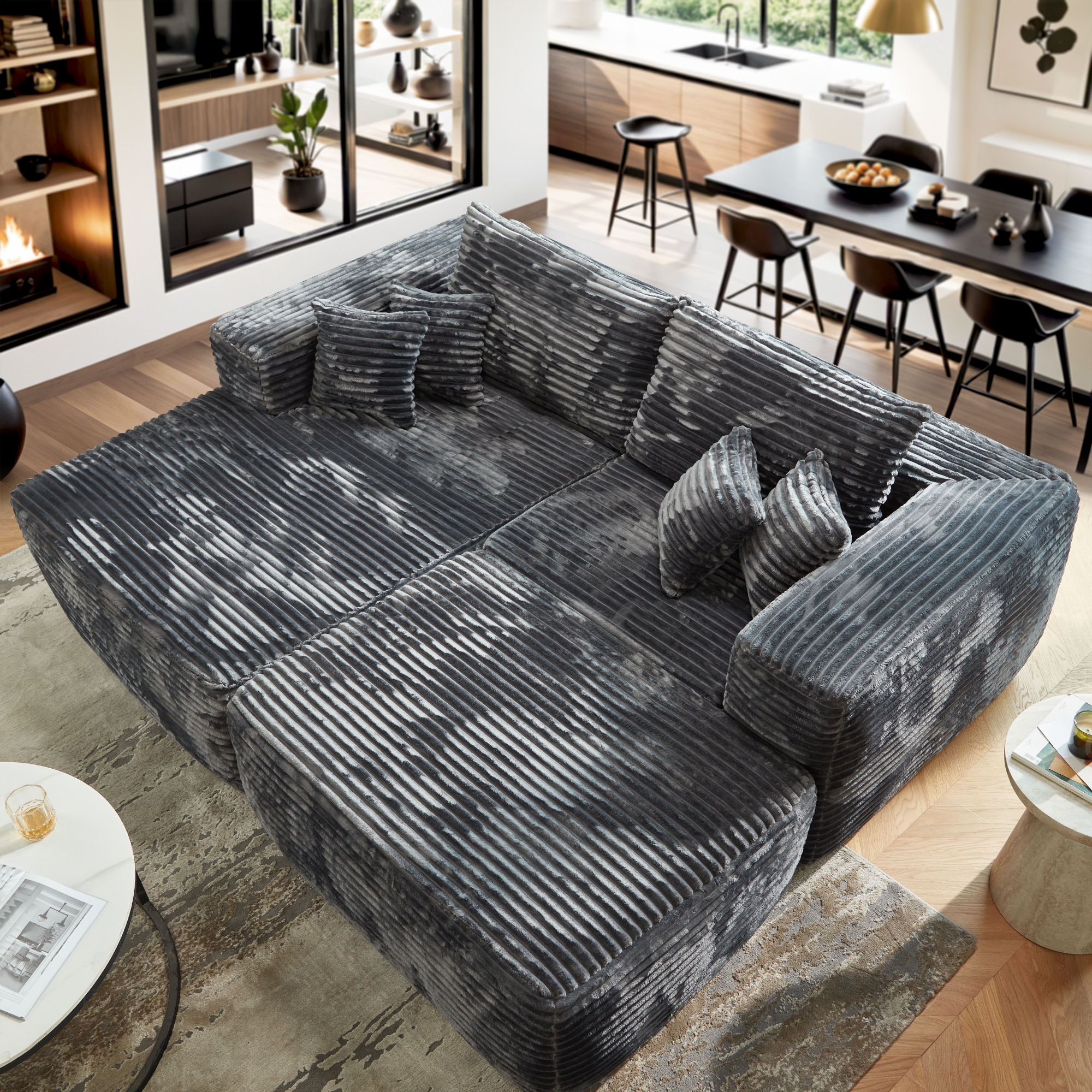 Ovios OMOMOL910 79.92-in Modern Gray (Left Chaise) Sectional