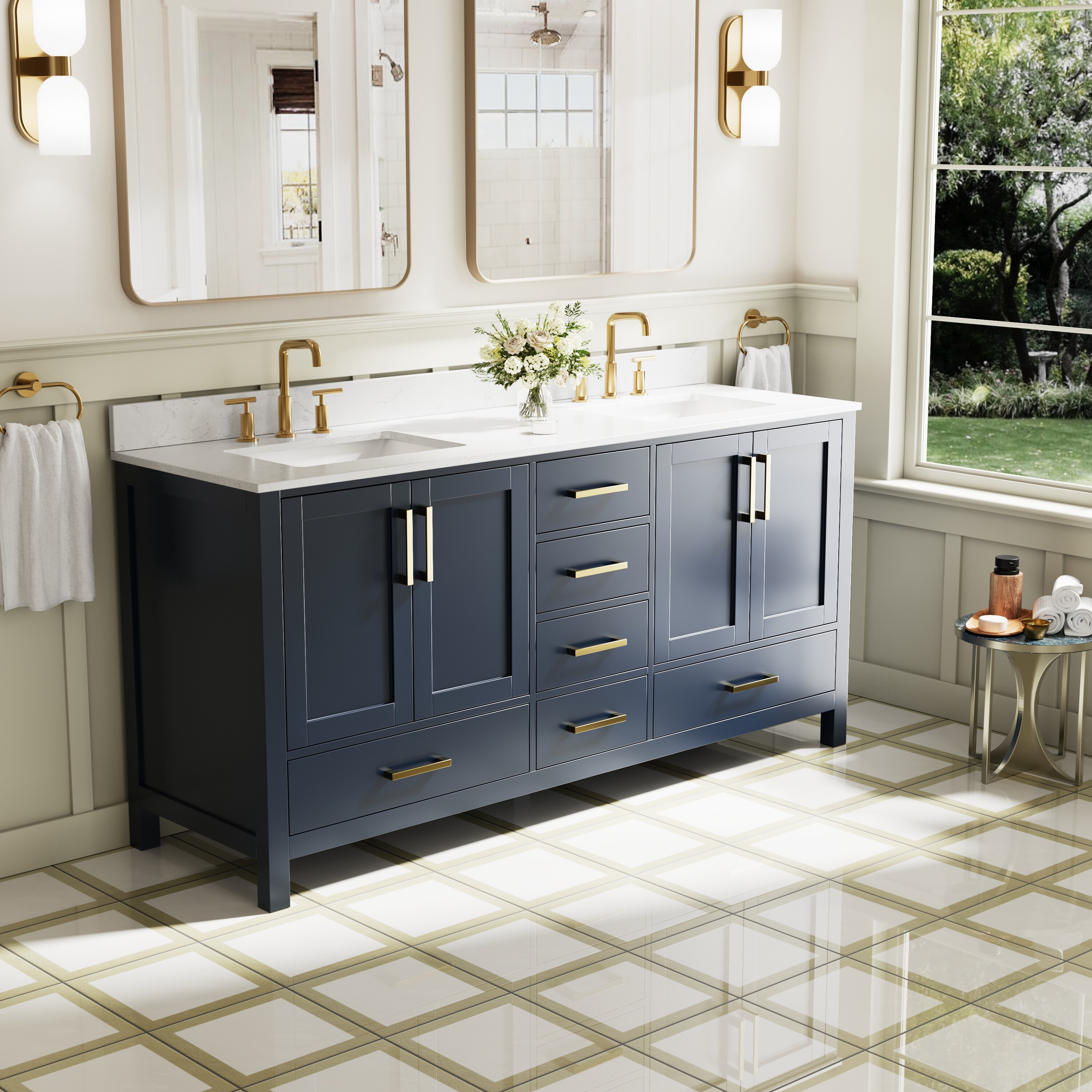 WELLFOR BCB1542WH -LS Bath-Vanity-Combo - View #3