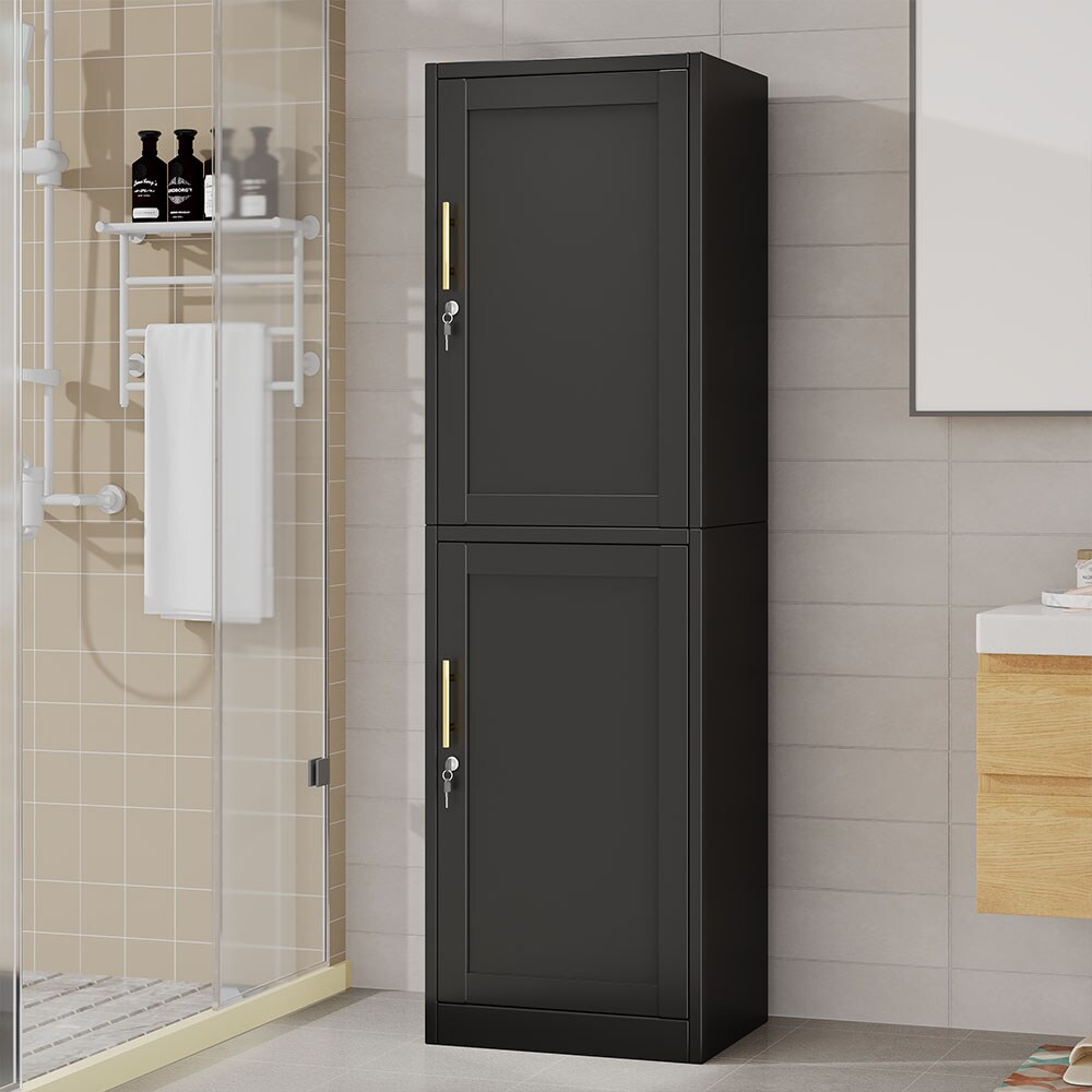 GAIOUS 67 Inch Metal Locker Tall Storage Cabinet with 2 Doors for Bathroom Kitchen Pantry Home Office Living Room Black