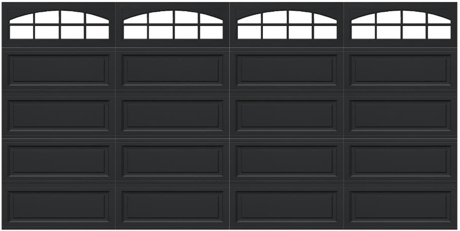 Wayne Dalton 8300RNCHBLCSDII168 Classic Steel Model 8300 16-ft x 8-ft Insulated Black Double Garage Door with Windows