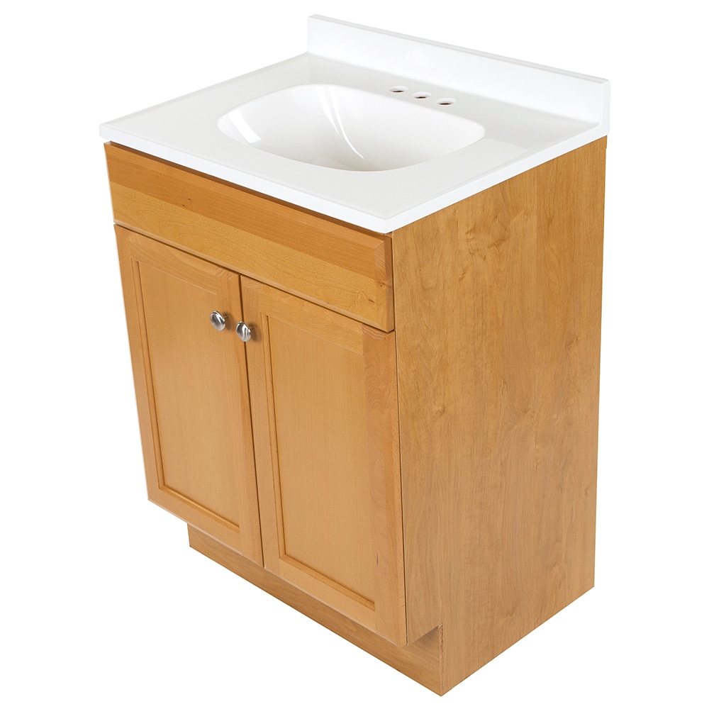 Project Source 24 in Golden Single Sink Bathroom Vanity with White