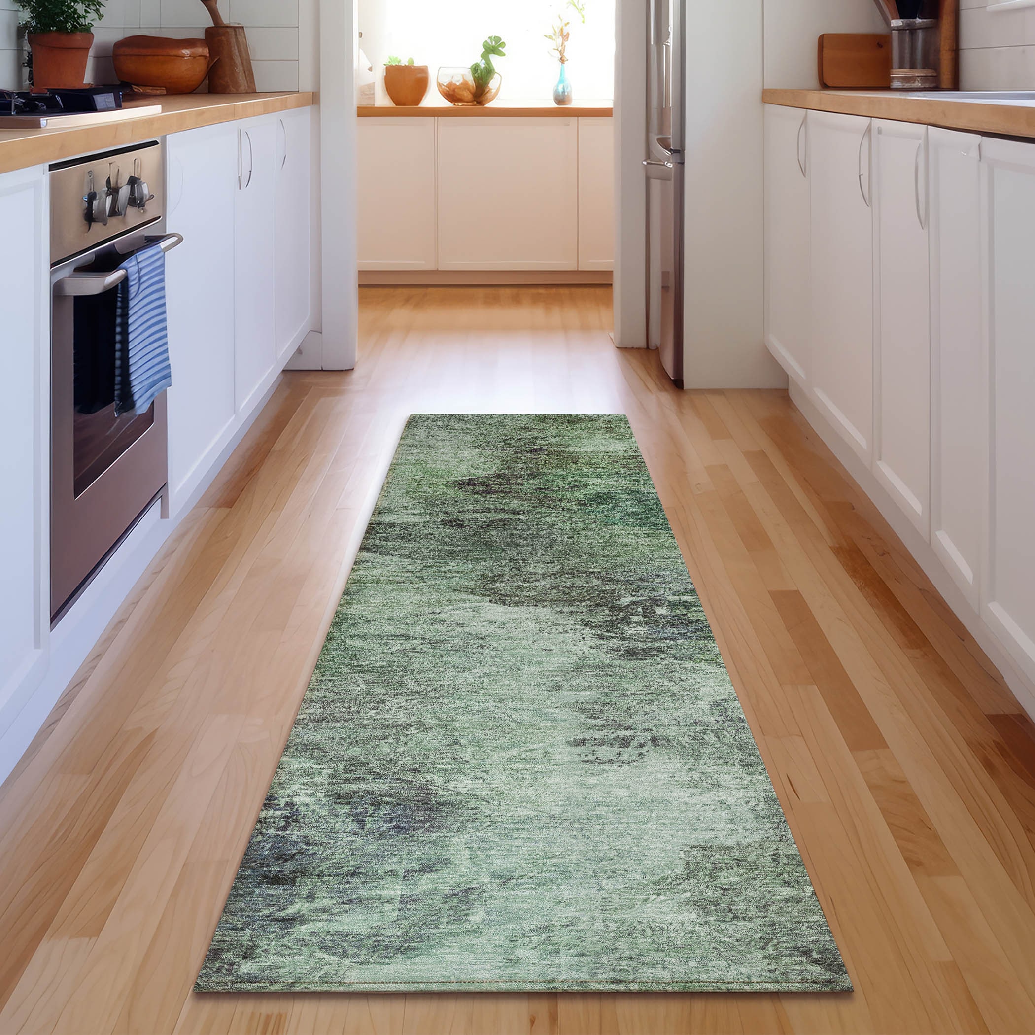 Addison Rugs AMF592GE2X8 Mayfield AMF592GE 2 x 7 (ft) Loomed Polyester Green Rectangular Indoor Geometric Machine washable Area rug