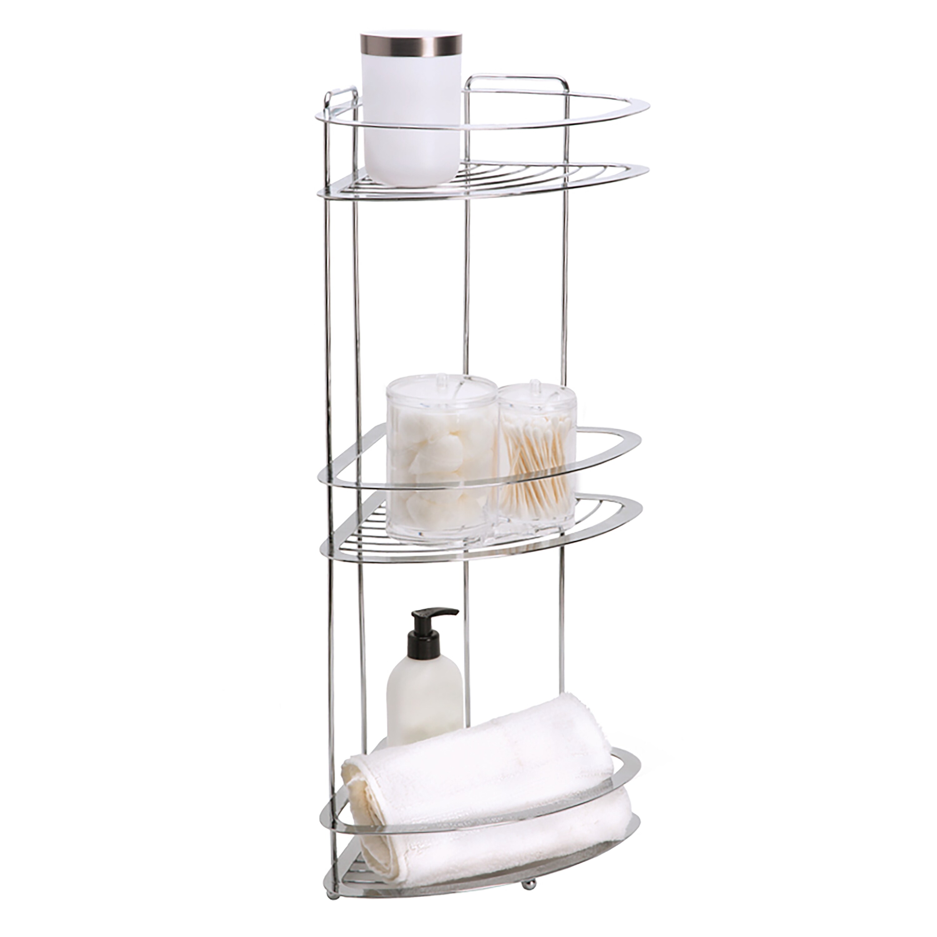 Bath Bliss Chrome Steel 3-Shelf Floor Freestanding Shower Caddy 9