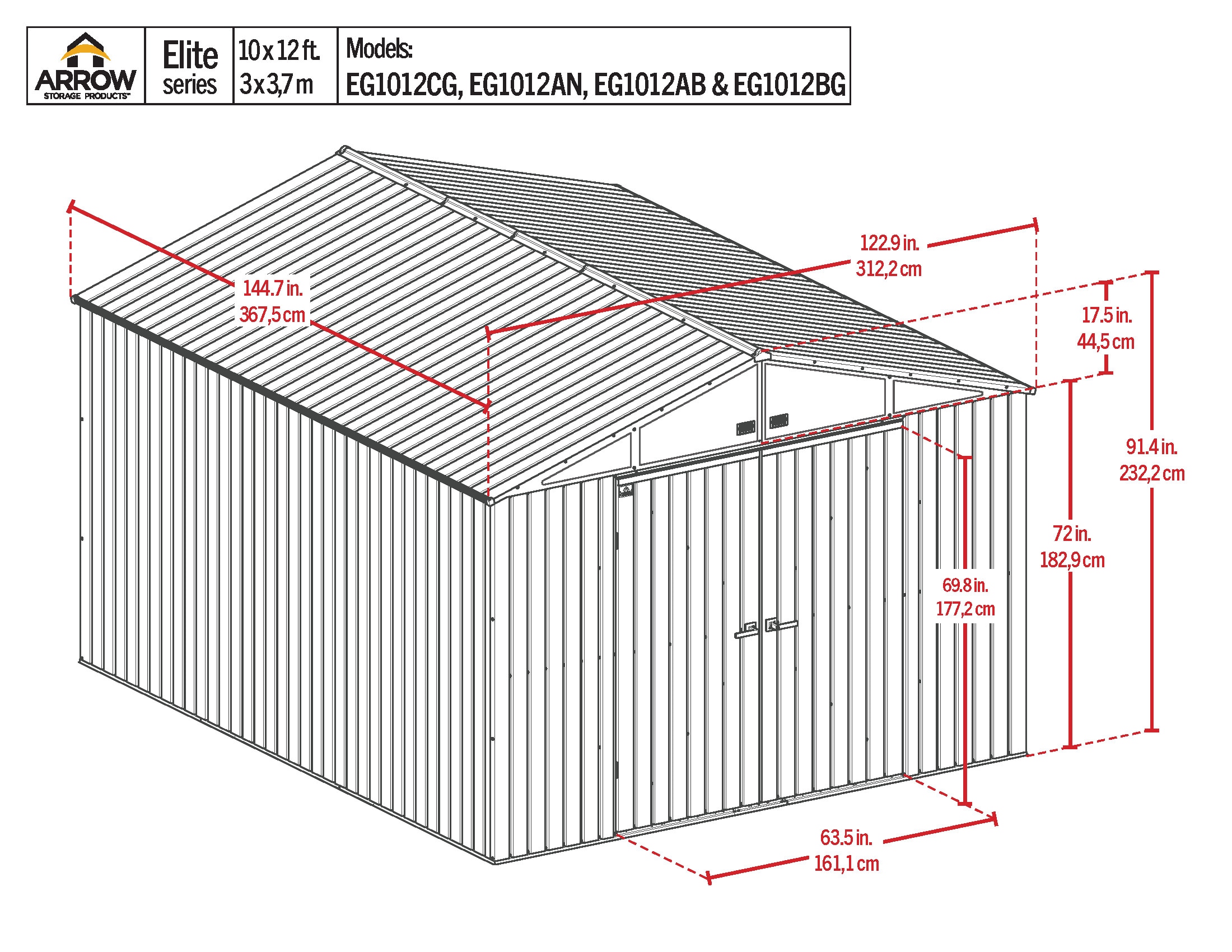 Arrow EG1012AN Metal-Storage-Buildings-Sheds - View #3
