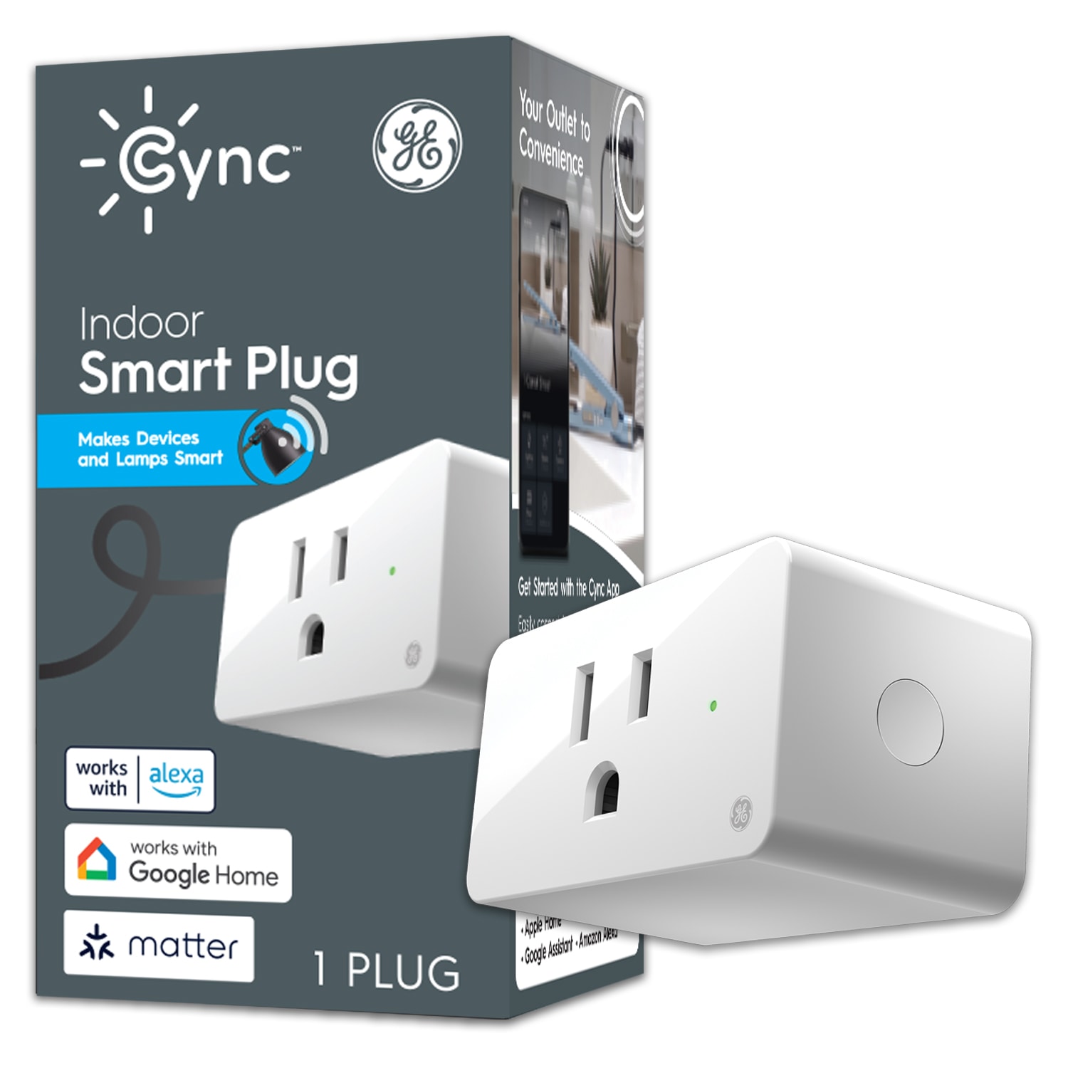 Cync Matter 120-Volt 1-Outlet Indoor Smart Plug | - GE 93131363