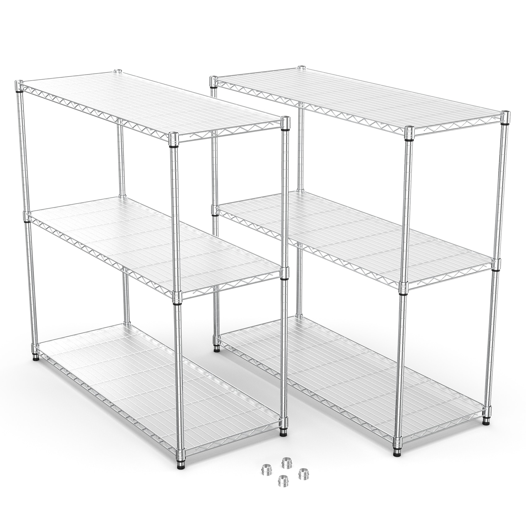 Tatayosi DJ-127380 DualPack 3 Tier Wire Shelving Units Heavy Duty Storage Racks Perfect For Garage Warehouse Organization Space Saving Design Easy Assembly Included