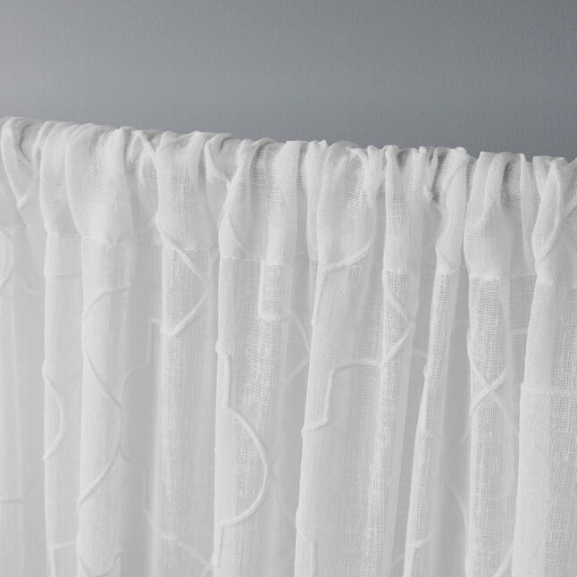 Design Decor 84 In White Polyester Sheer Rod Pocket Curtain Panel Pair The Curtains Ds Department At Com Sheer Rod Pocket Curtain Panel Pair, Design Decor Curtains Belgian Snowflake
